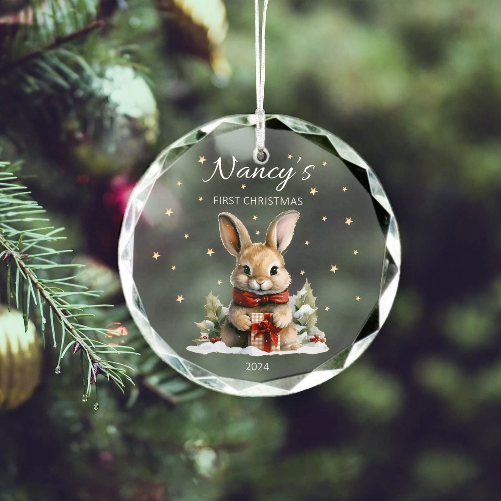 Personalized Baby's First Christmas Glass Ornament, Personalized Woodland Creatures, Baby Deer Ornament GX02-24 - 19Gifts