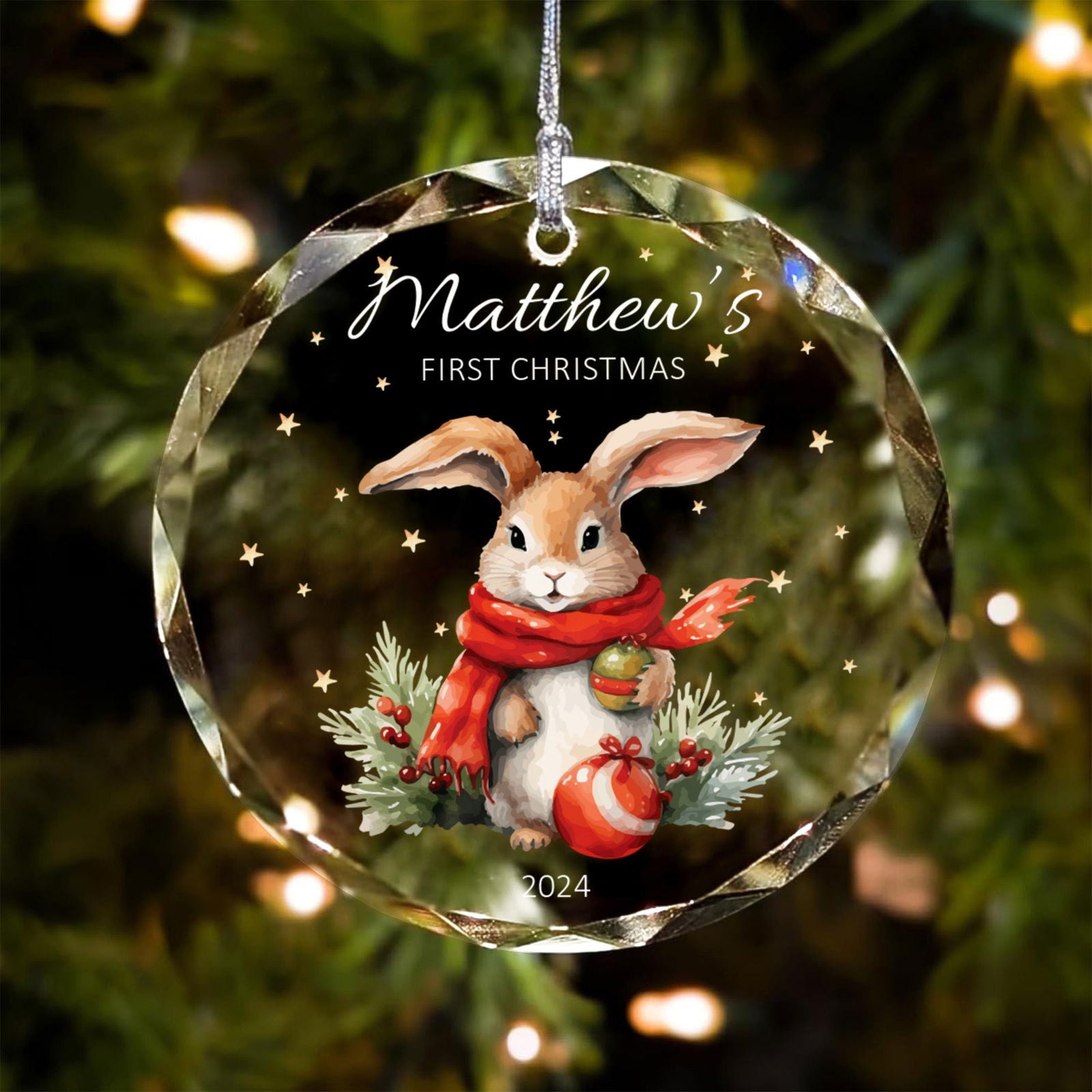 Personalized Baby's First Christmas Glass Ornament, Personalized Woodland Creatures GX02-23 - 19Gifts