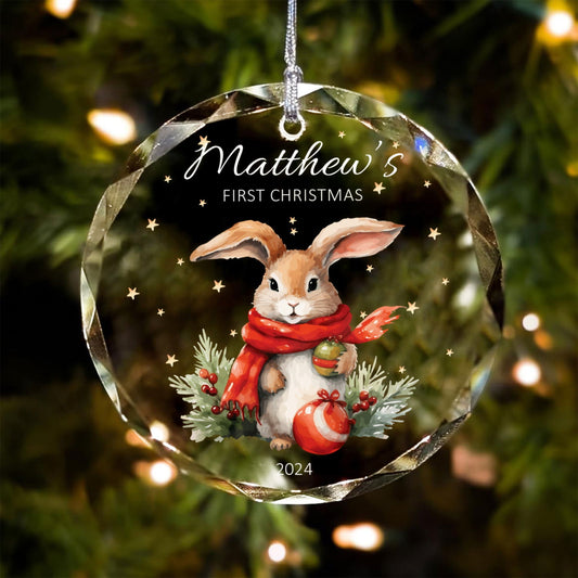 Personalized Baby's First Christmas Glass Ornament, Personalized Woodland Creatures GX02-23 - 19Gifts
