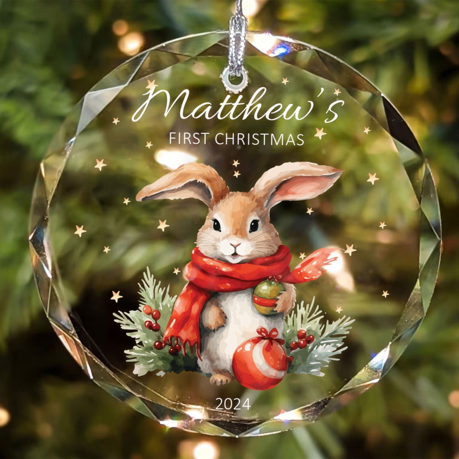 Personalized Baby's First Christmas Glass Ornament, Personalized Woodland Creatures GX02-23 - 19Gifts