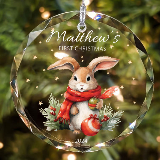 Personalized Baby's First Christmas Glass Ornament, Personalized Woodland Creatures GX02-23 - 19Gifts
