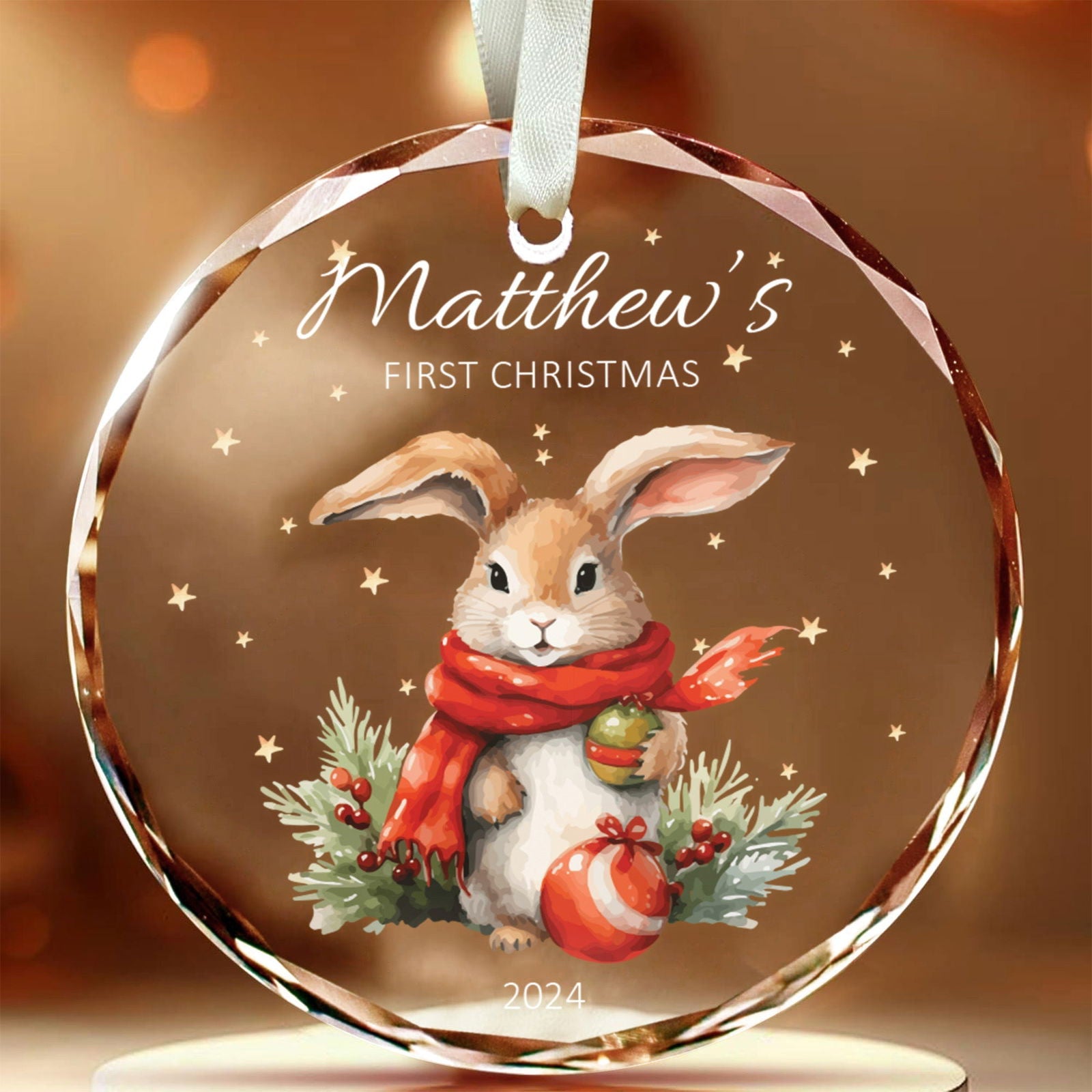 Personalized Baby's First Christmas Glass Ornament, Personalized Woodland Creatures GX02-23 - 19Gifts