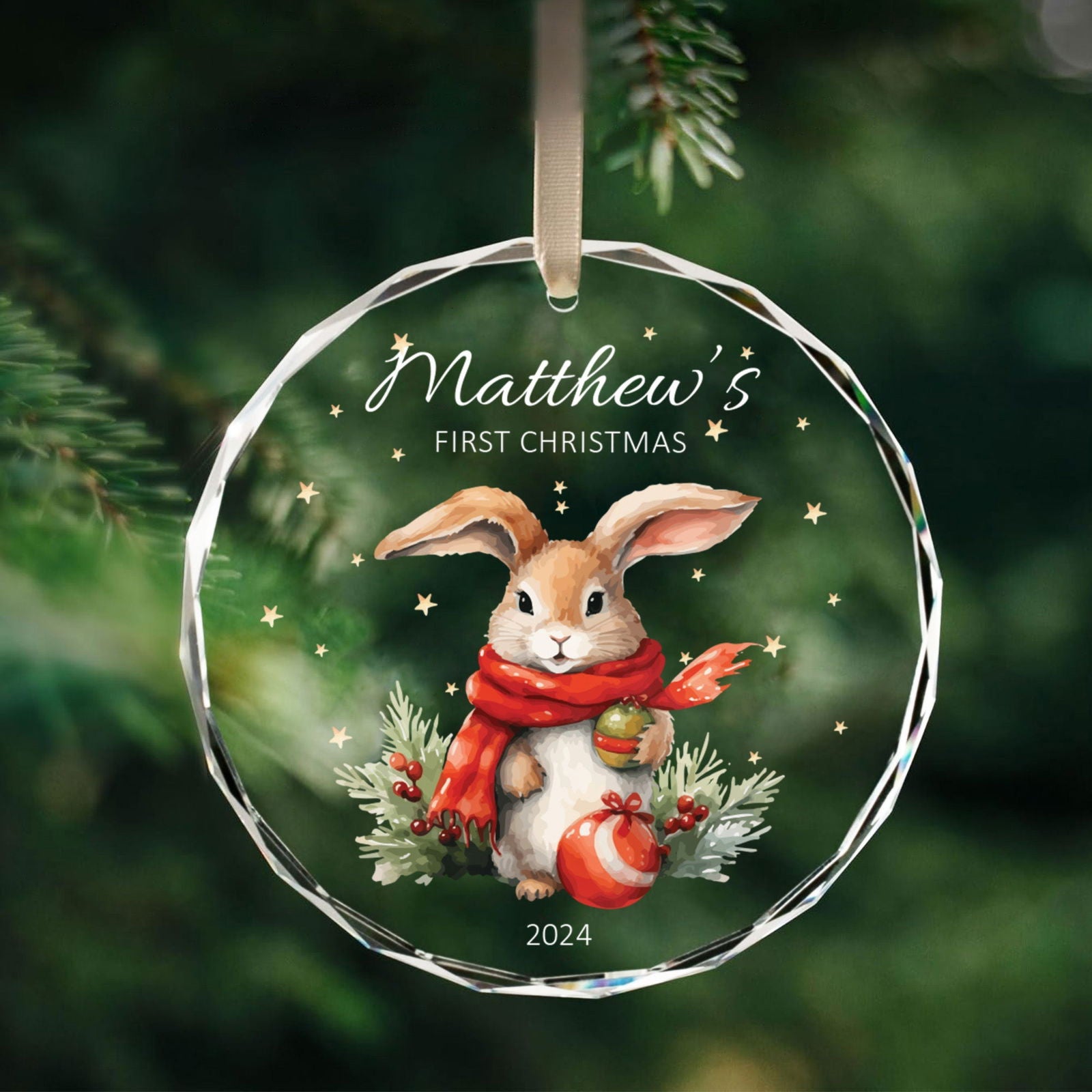 Personalized Baby's First Christmas Glass Ornament, Personalized Woodland Creatures GX02-23 - 19Gifts