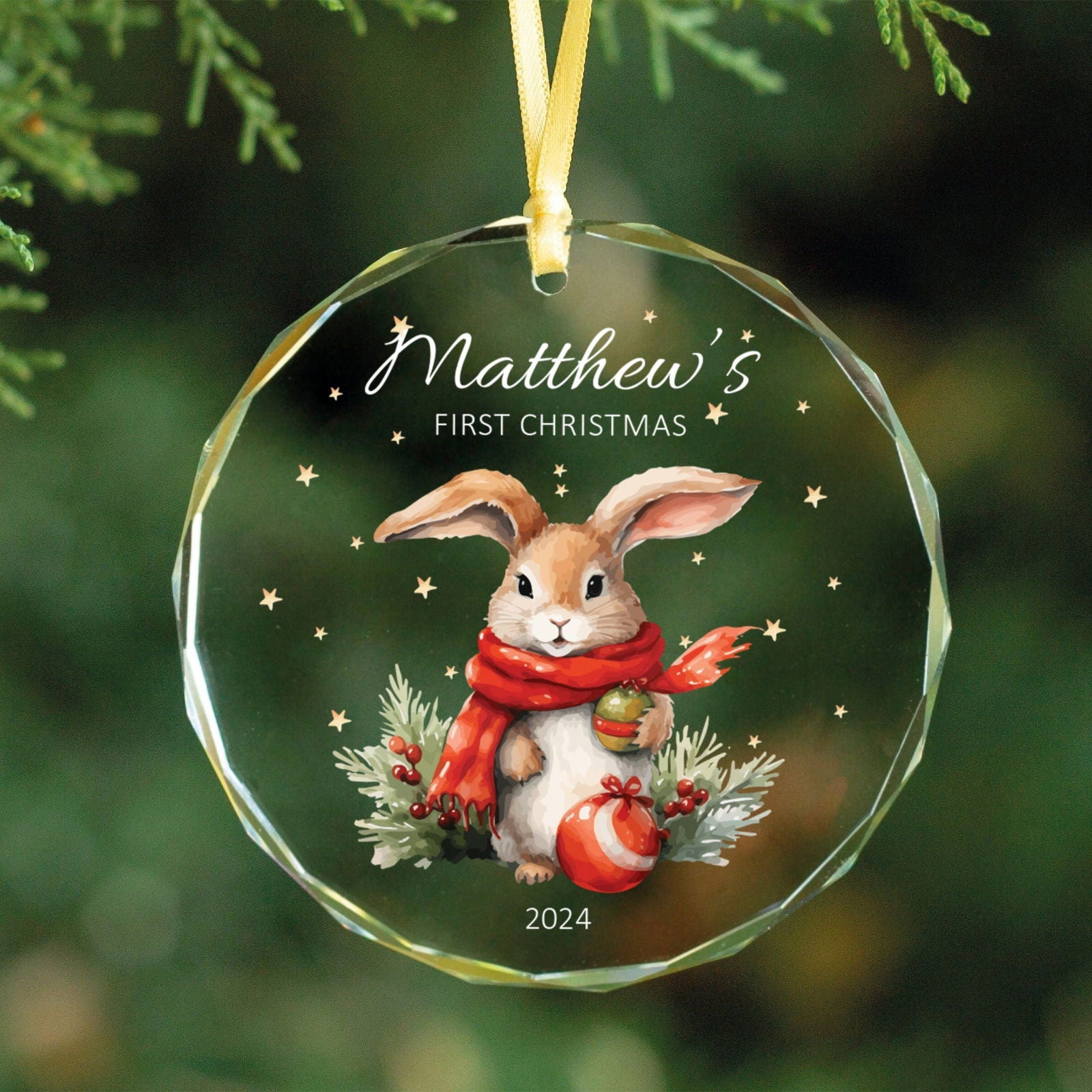 Personalized Baby's First Christmas Glass Ornament, Personalized Woodland Creatures GX02-23 - 19Gifts
