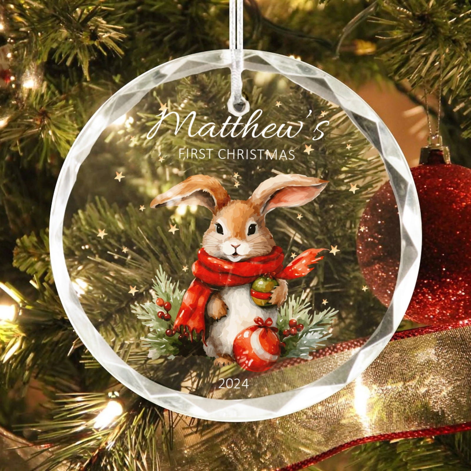 Personalized Baby's First Christmas Glass Ornament, Personalized Woodland Creatures GX02-23 - 19Gifts