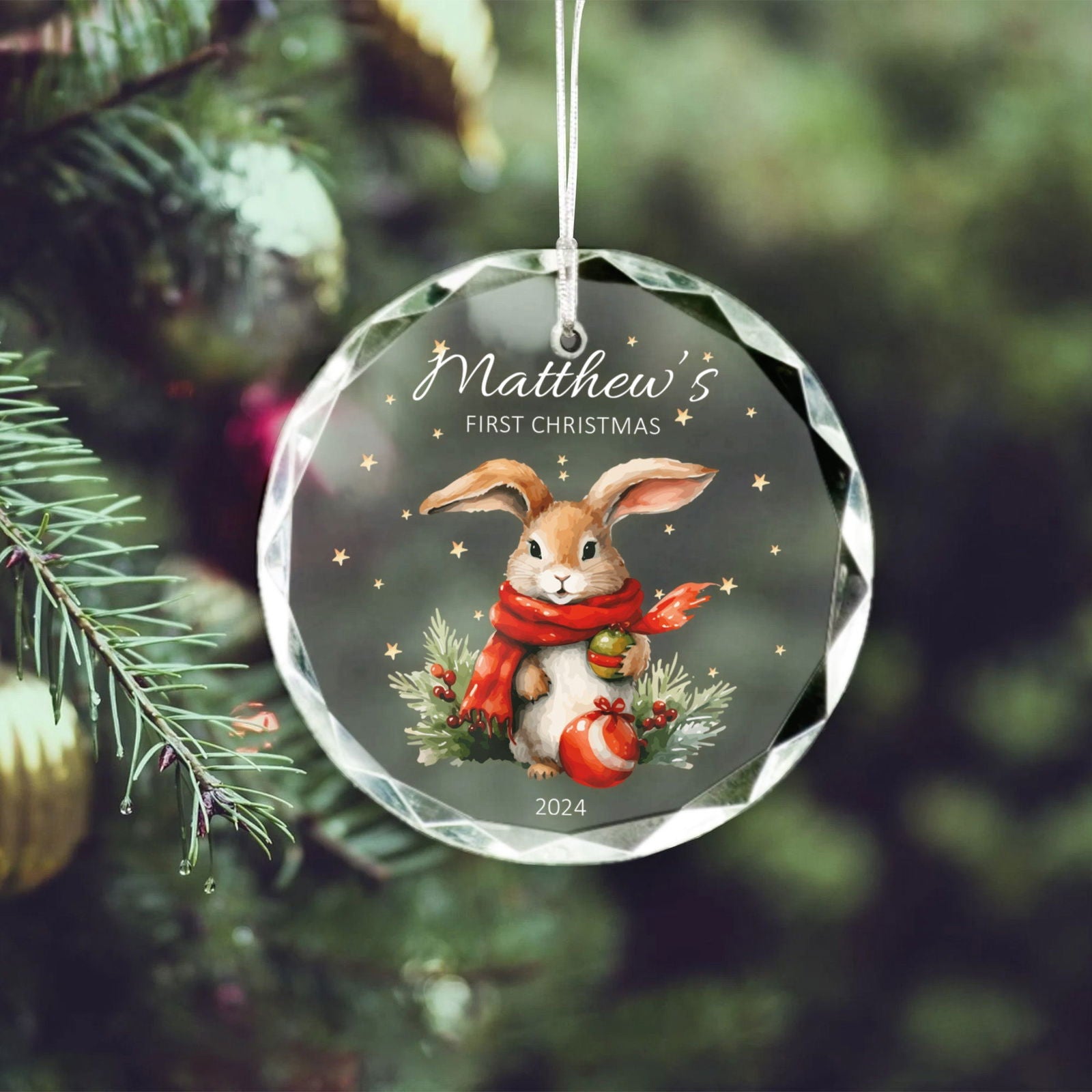 Personalized Baby's First Christmas Glass Ornament, Personalized Woodland Creatures GX02-23 - 19Gifts