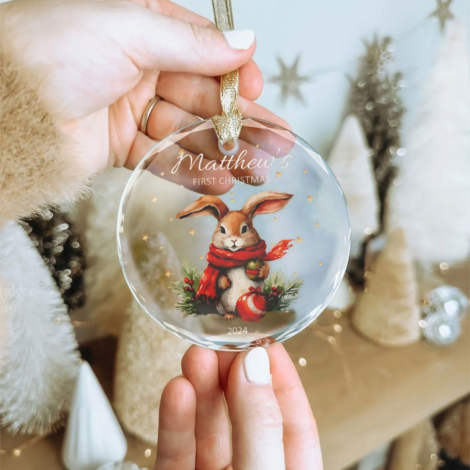 Personalized Baby's First Christmas Glass Ornament, Personalized Woodland Creatures GX02-23 - 19Gifts