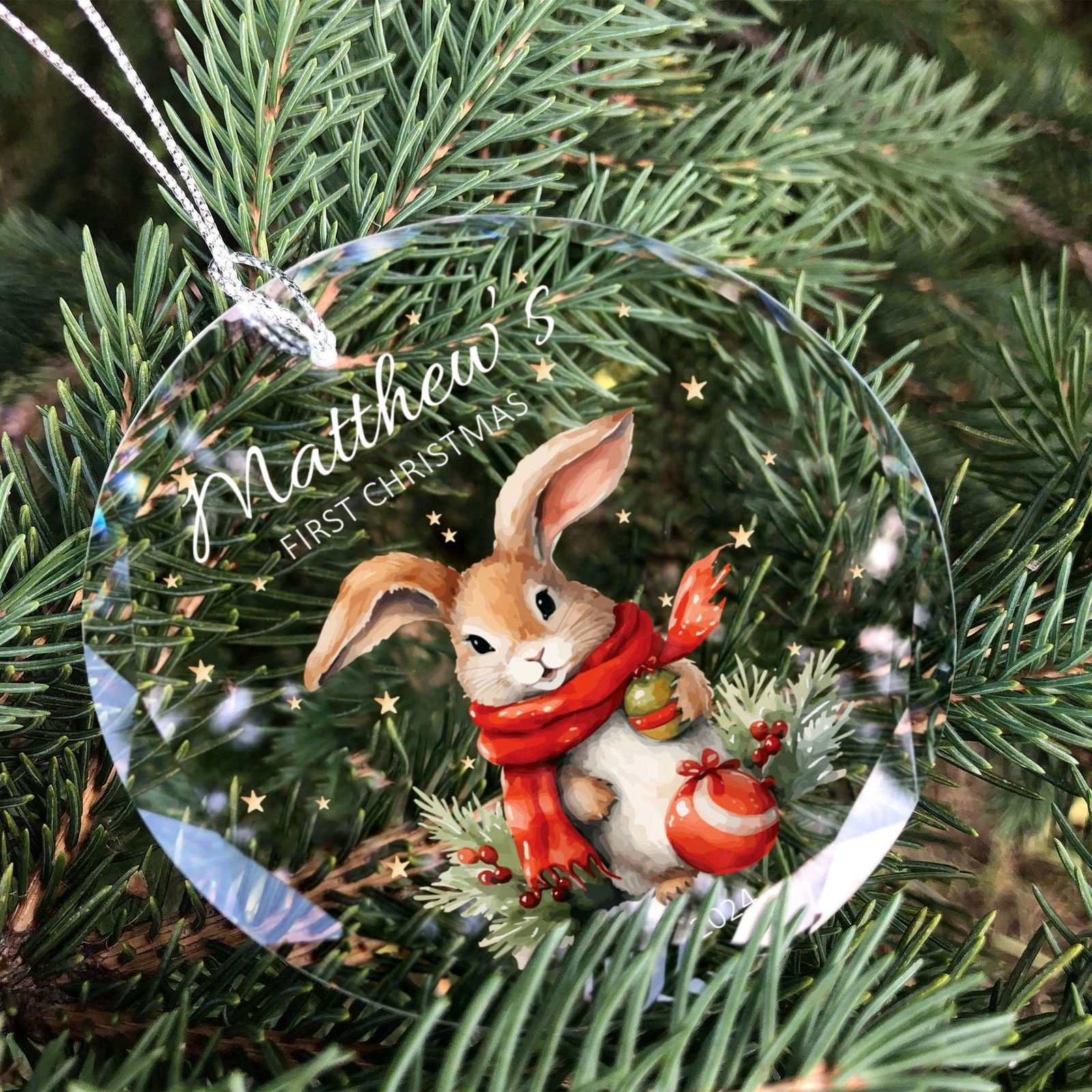 Personalized Baby's First Christmas Glass Ornament, Personalized Woodland Creatures GX02-23 - 19Gifts