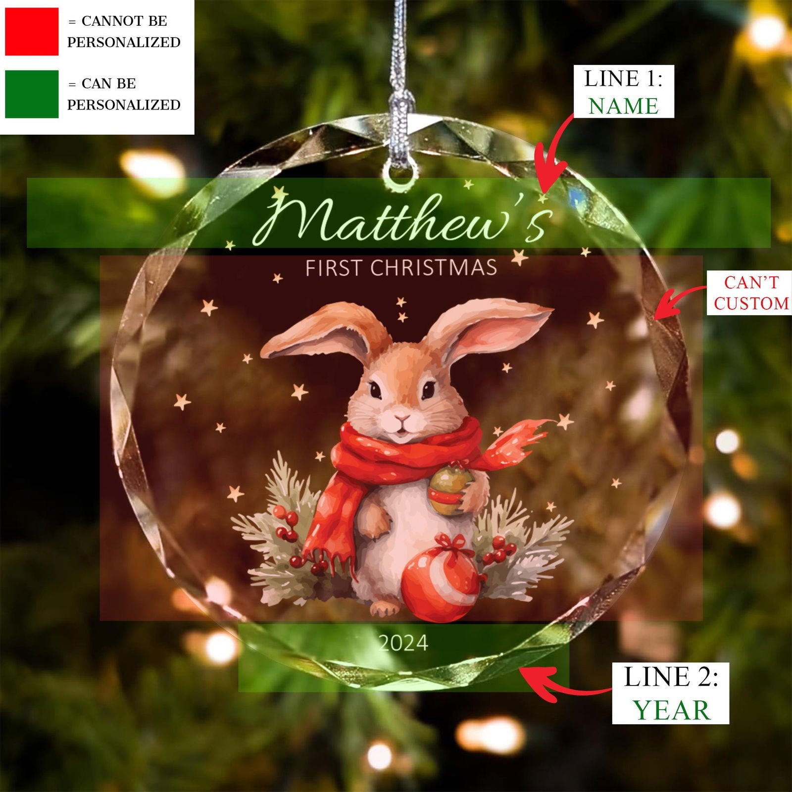 Personalized Baby's First Christmas Glass Ornament, Personalized Woodland Creatures GX02-23 - 19Gifts