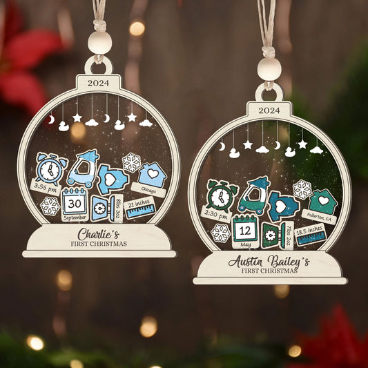 Personalized Baby's First Christmas Ornament, Shaker Ornament with Name CF45 - 19Gifts