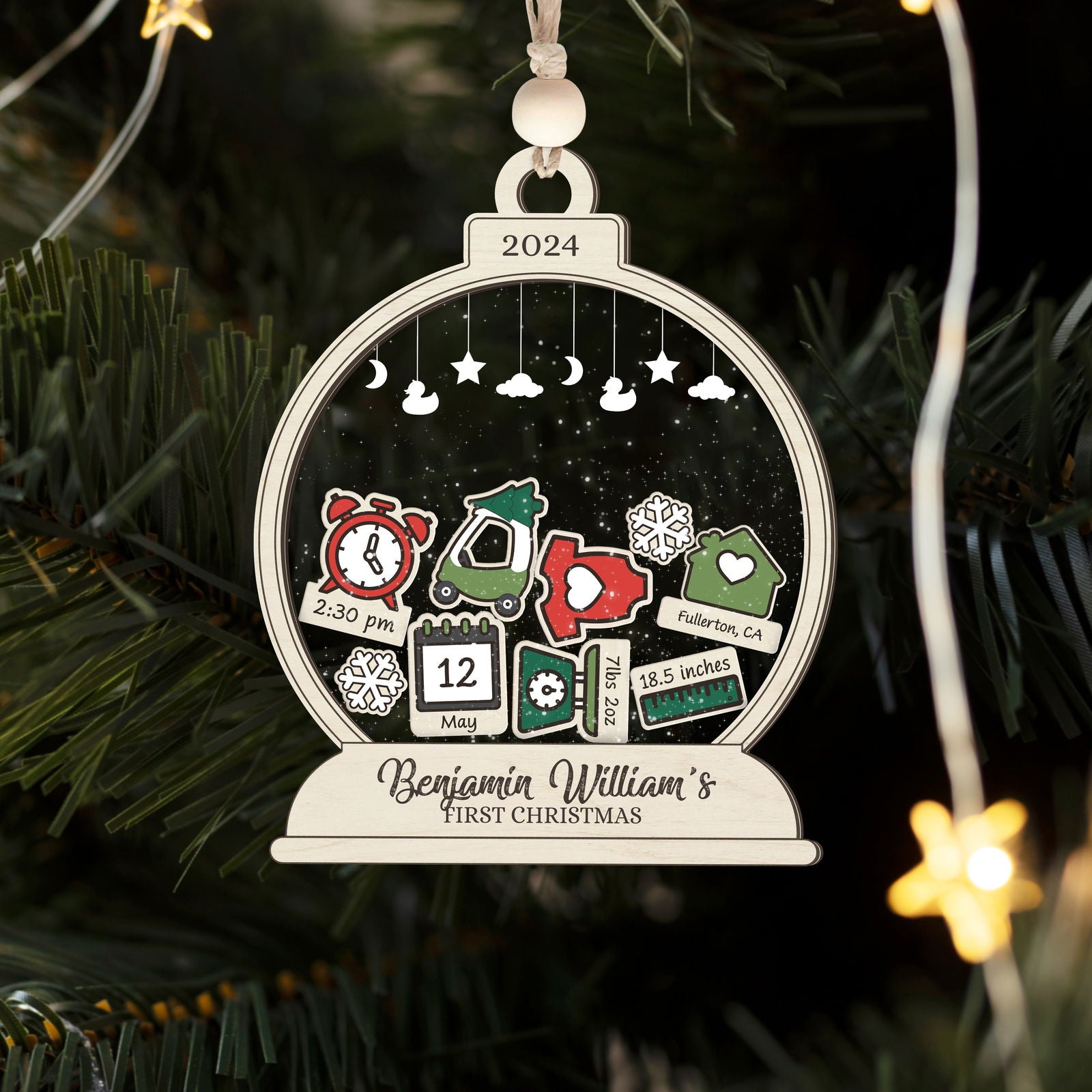 Personalized Baby's First Christmas Ornament, Shaker Ornament with Name CF45 - 19Gifts