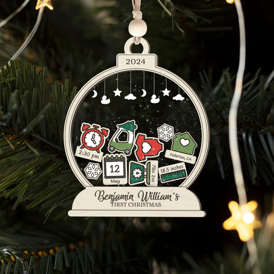 Personalized Baby's First Christmas Ornament, Shaker Ornament with Name CF45 - 19Gifts