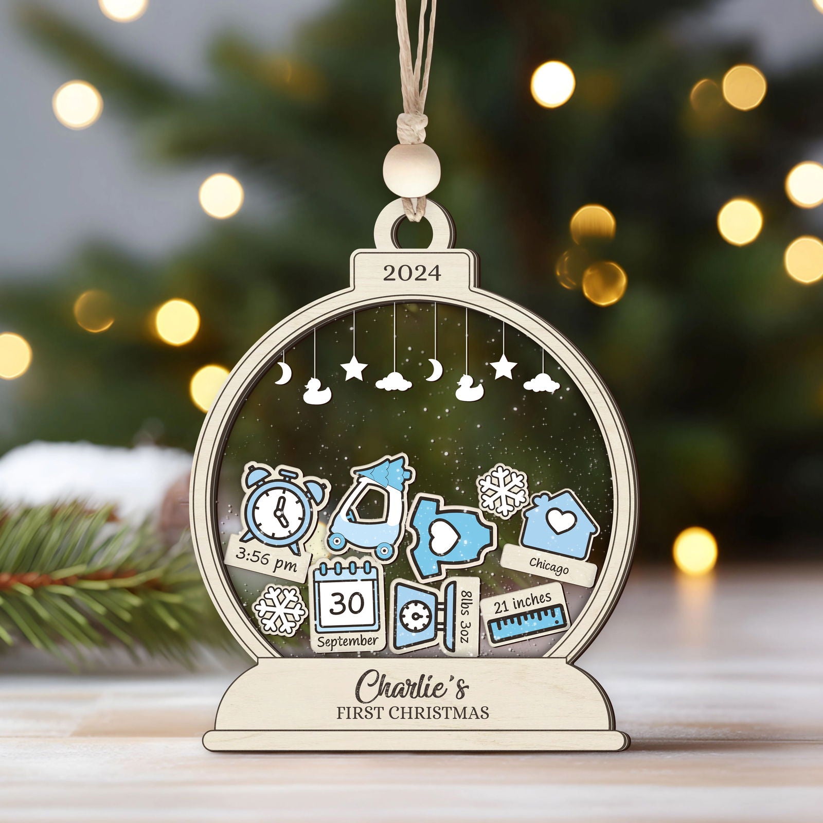 Personalized Baby's First Christmas Ornament, Shaker Ornament with Name CF45 - 19Gifts