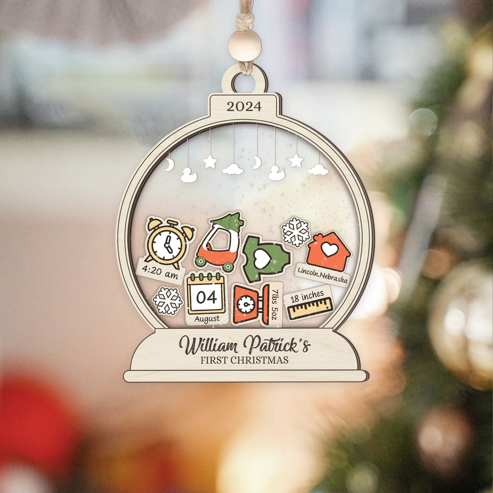 Personalized Baby's First Christmas Ornament, Shaker Ornament with Name CF45 - 19Gifts
