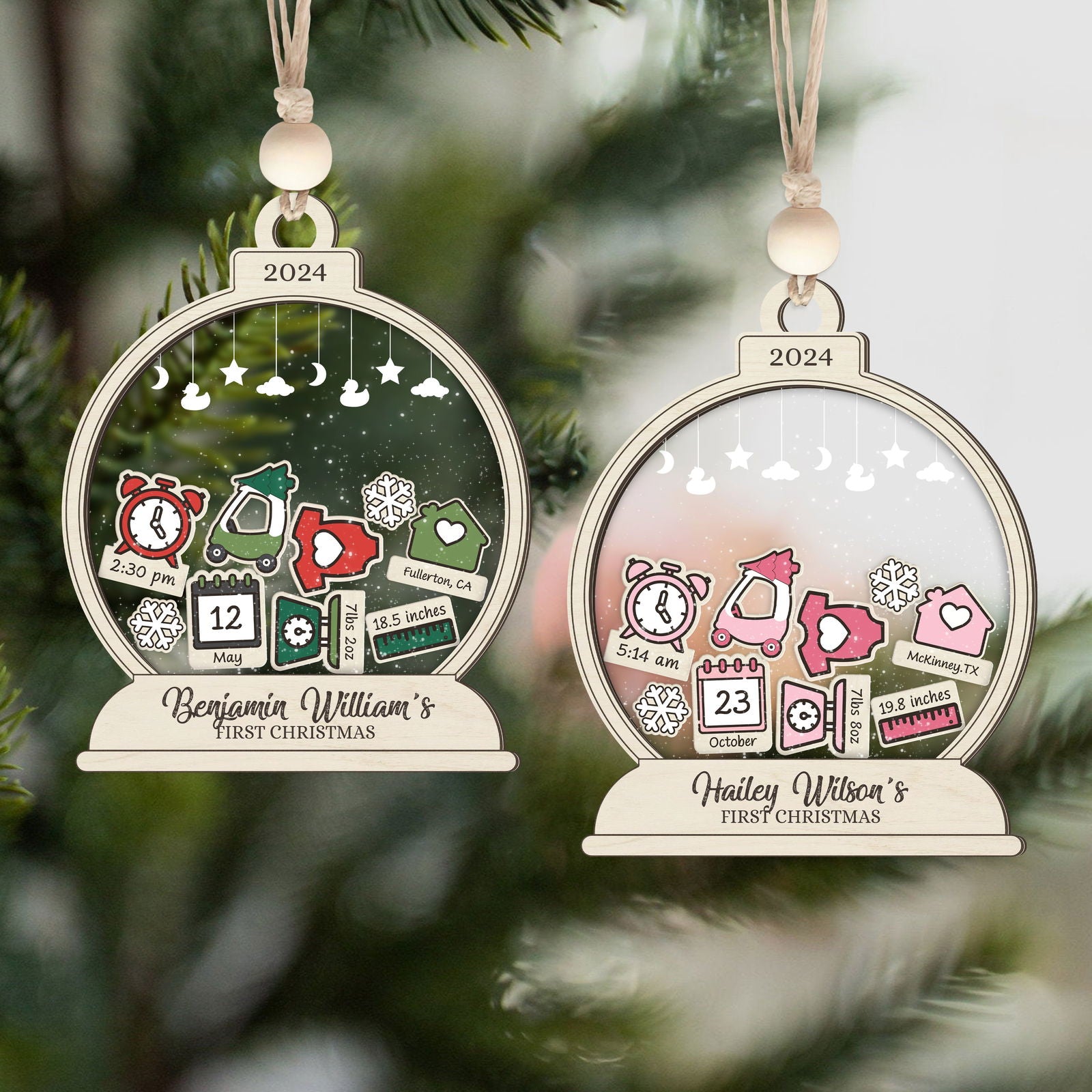 Personalized Baby's First Christmas Ornament, Shaker Ornament with Name CF45 - 19Gifts
