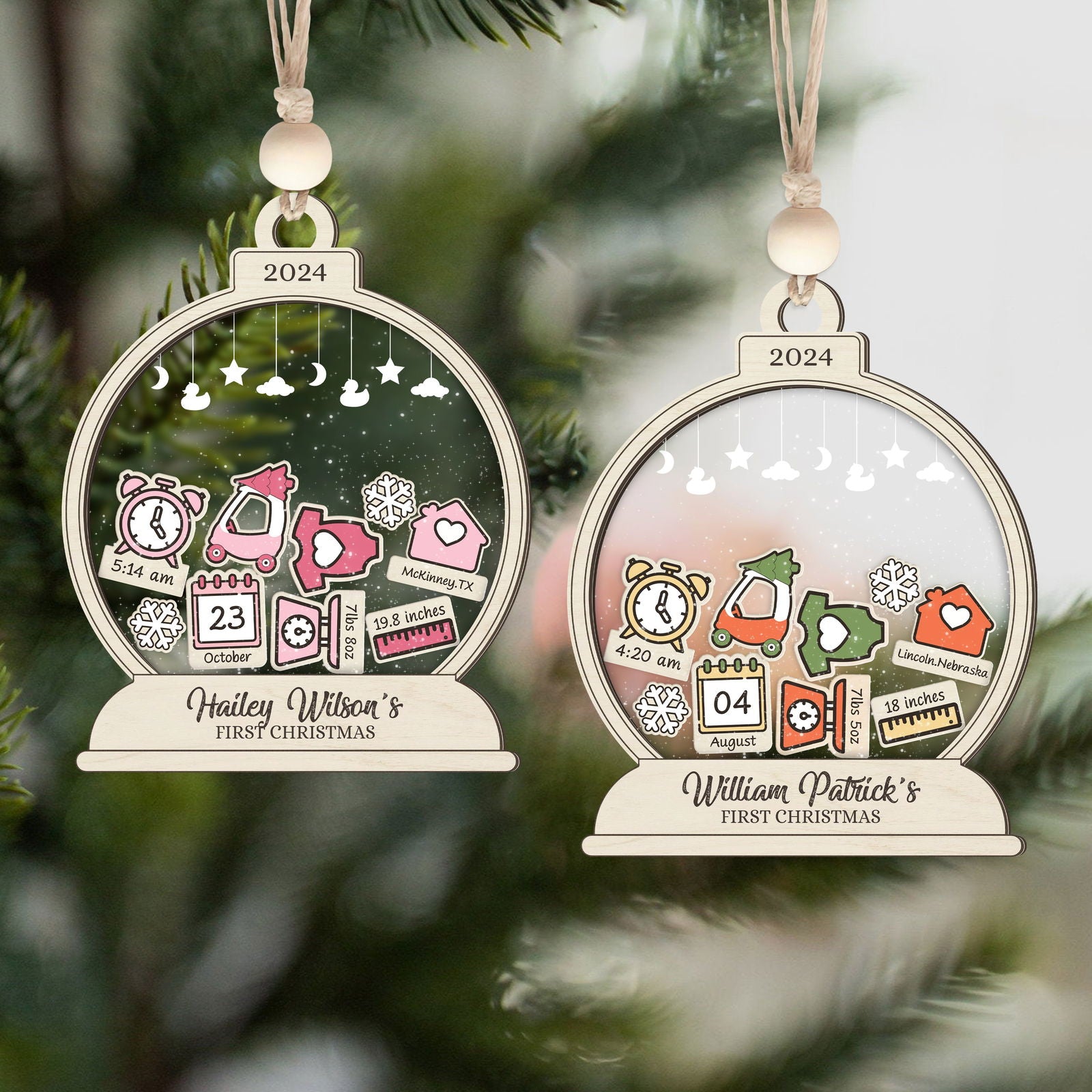 Personalized Baby's First Christmas Ornament, Shaker Ornament with Name CF45 - 19Gifts