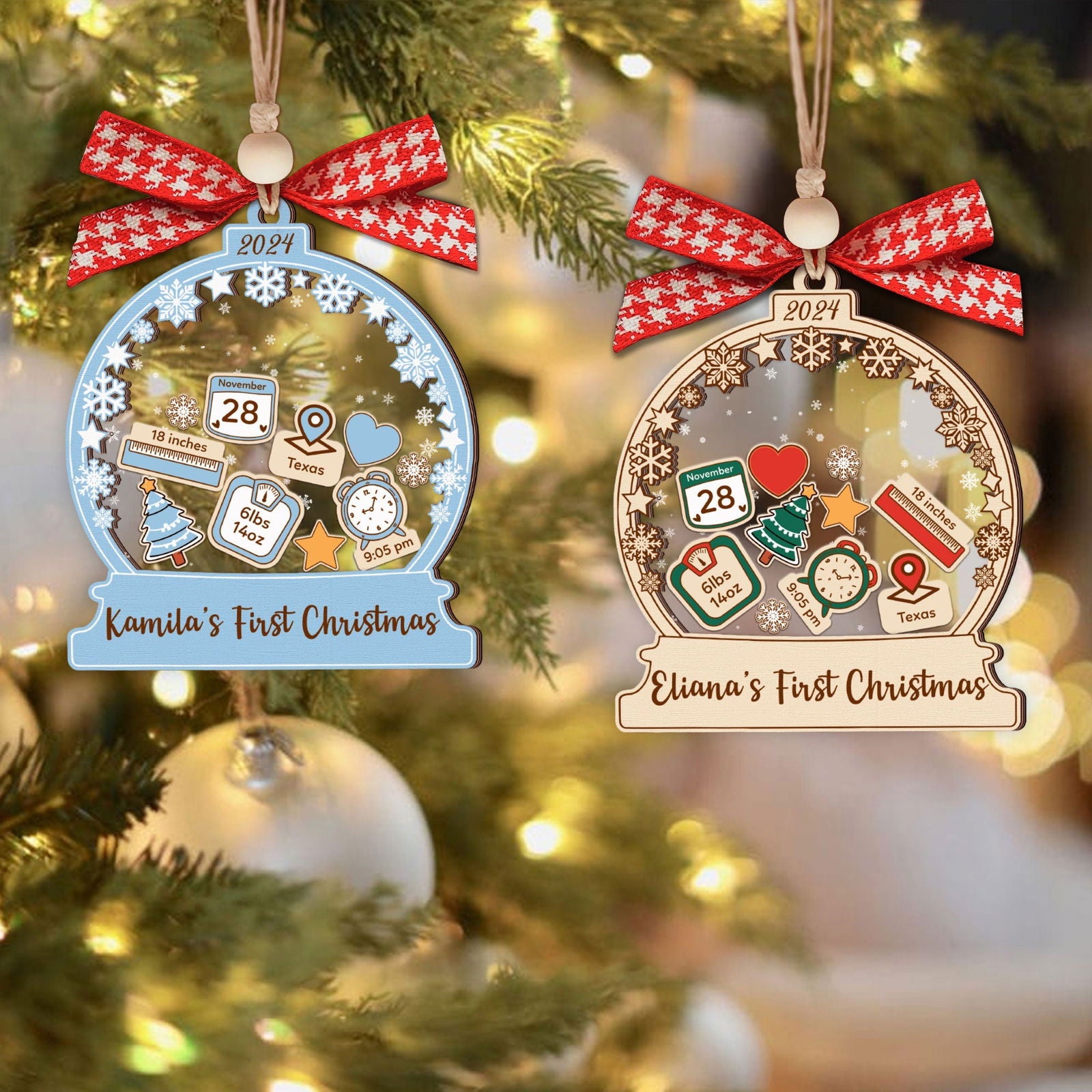 Personalized Babys 1st Christmas Ornament 2024, Shake Babies Ornament CF602 - 19Gifts