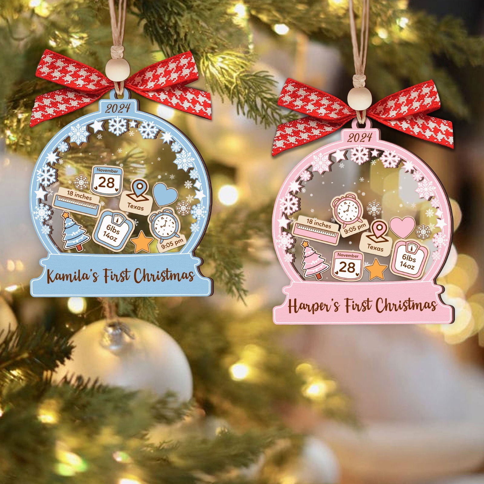 Personalized Babys 1st Christmas Ornament 2024, Shake Babies Ornament CF602 - 19Gifts