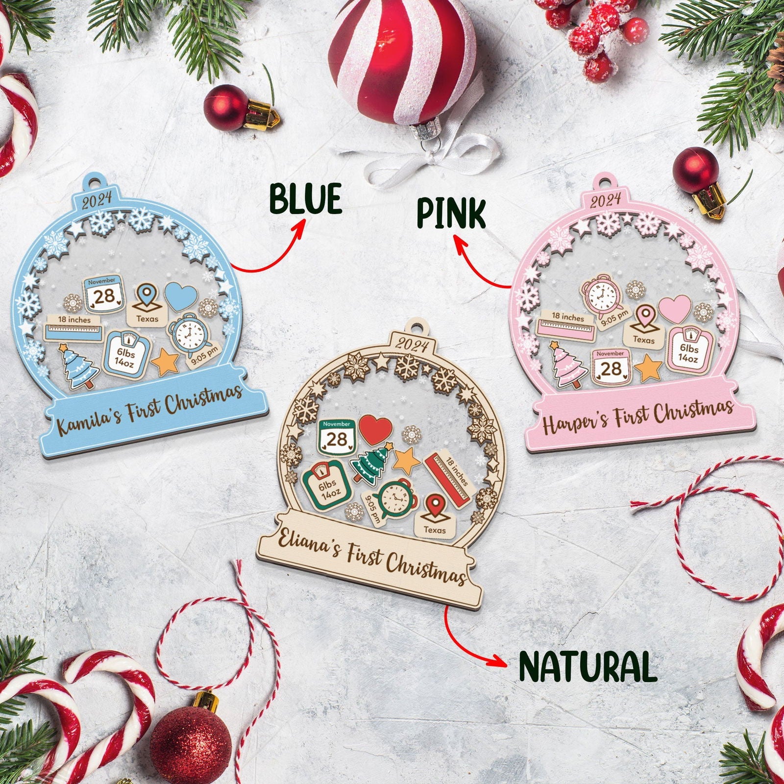 Personalized Babys 1st Christmas Ornament 2024, Shake Babies Ornament CF602 - 19Gifts