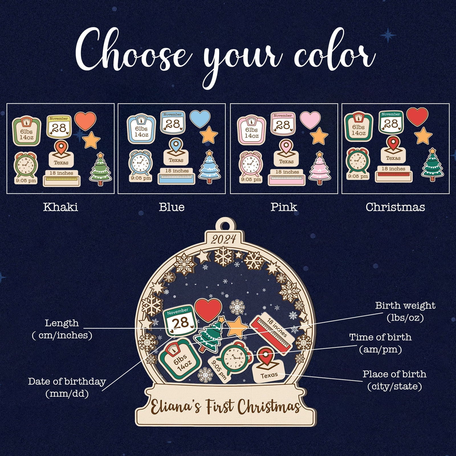Personalized Babys 1st Christmas Ornament 2024, Shake Babies Ornament CF602 - 19Gifts
