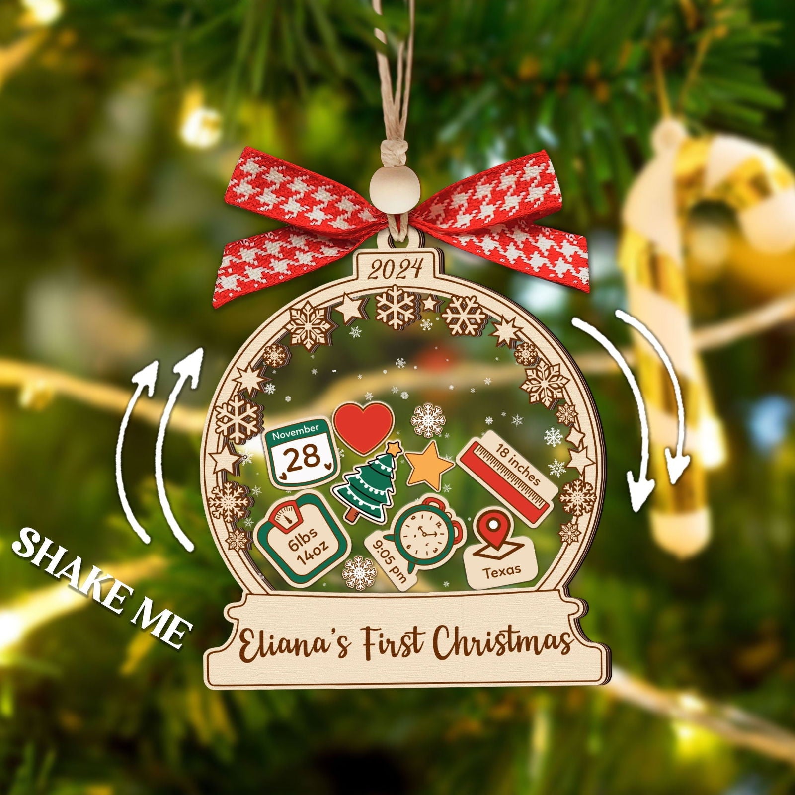 Personalized Babys 1st Christmas Ornament 2024, Shake Babies Ornament CF602 - 19Gifts