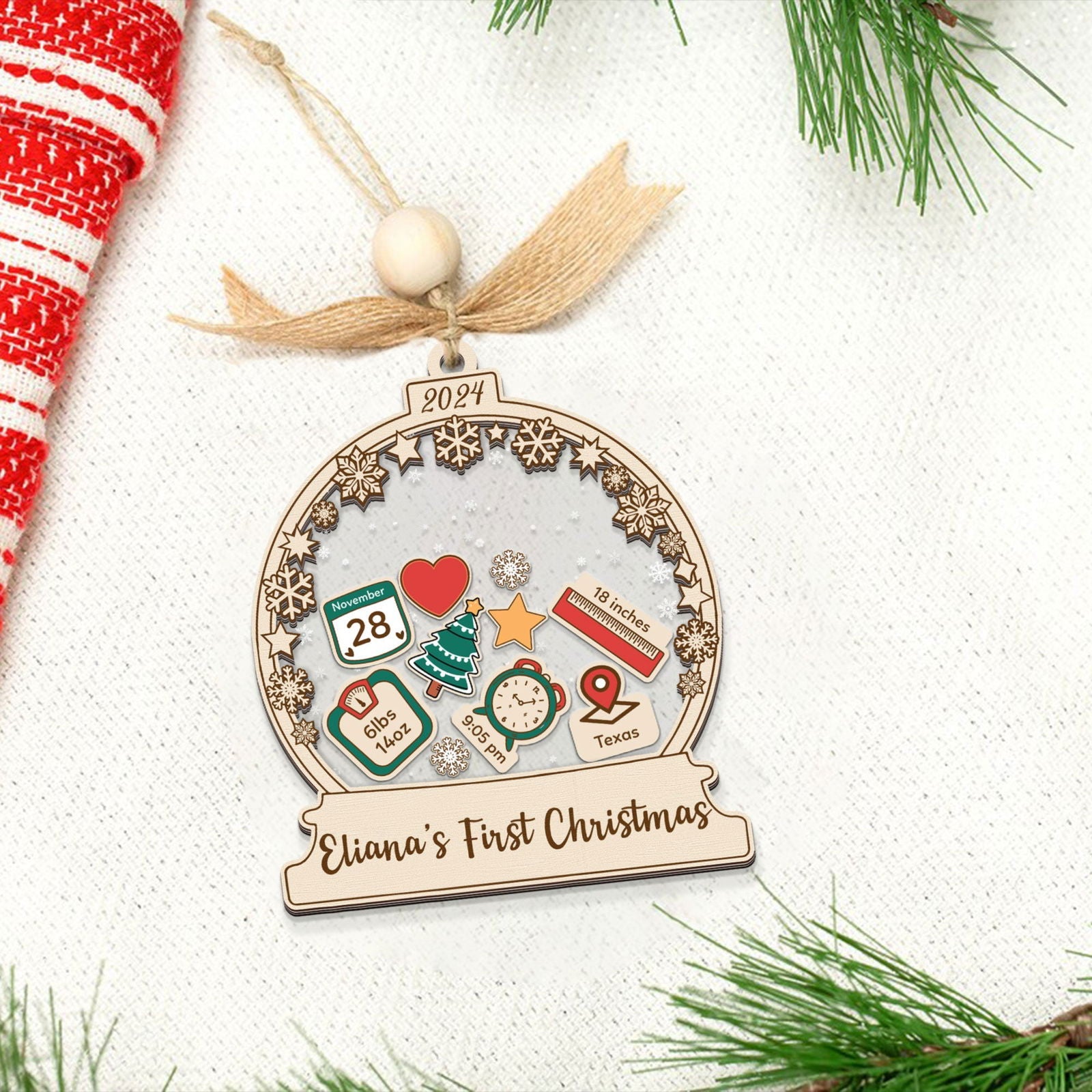 Personalized Babys 1st Christmas Ornament 2024, Shake Babies Ornament CF602 - 19Gifts
