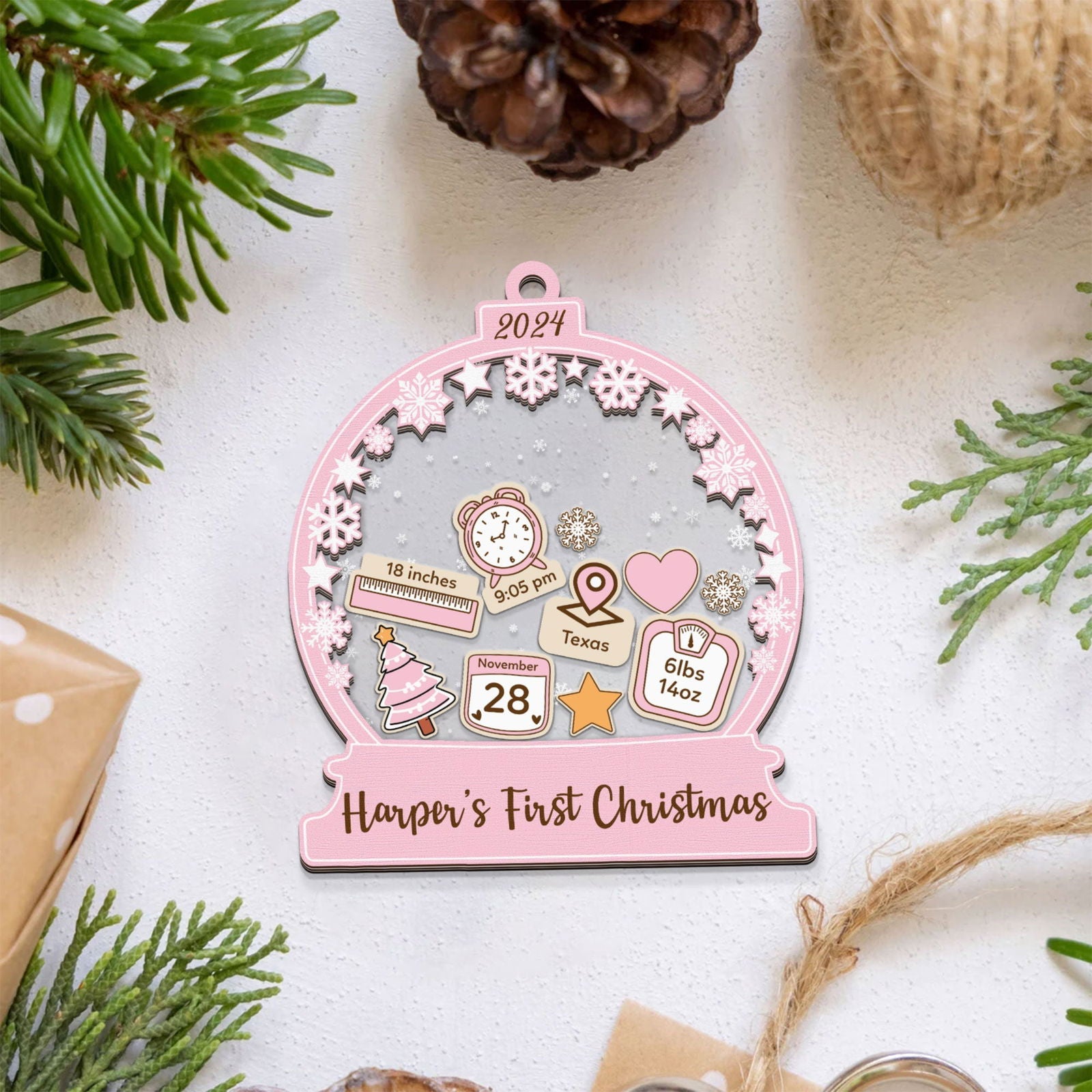 Personalized Babys 1st Christmas Ornament 2024, Shake Babies Ornament CF602 - 19Gifts