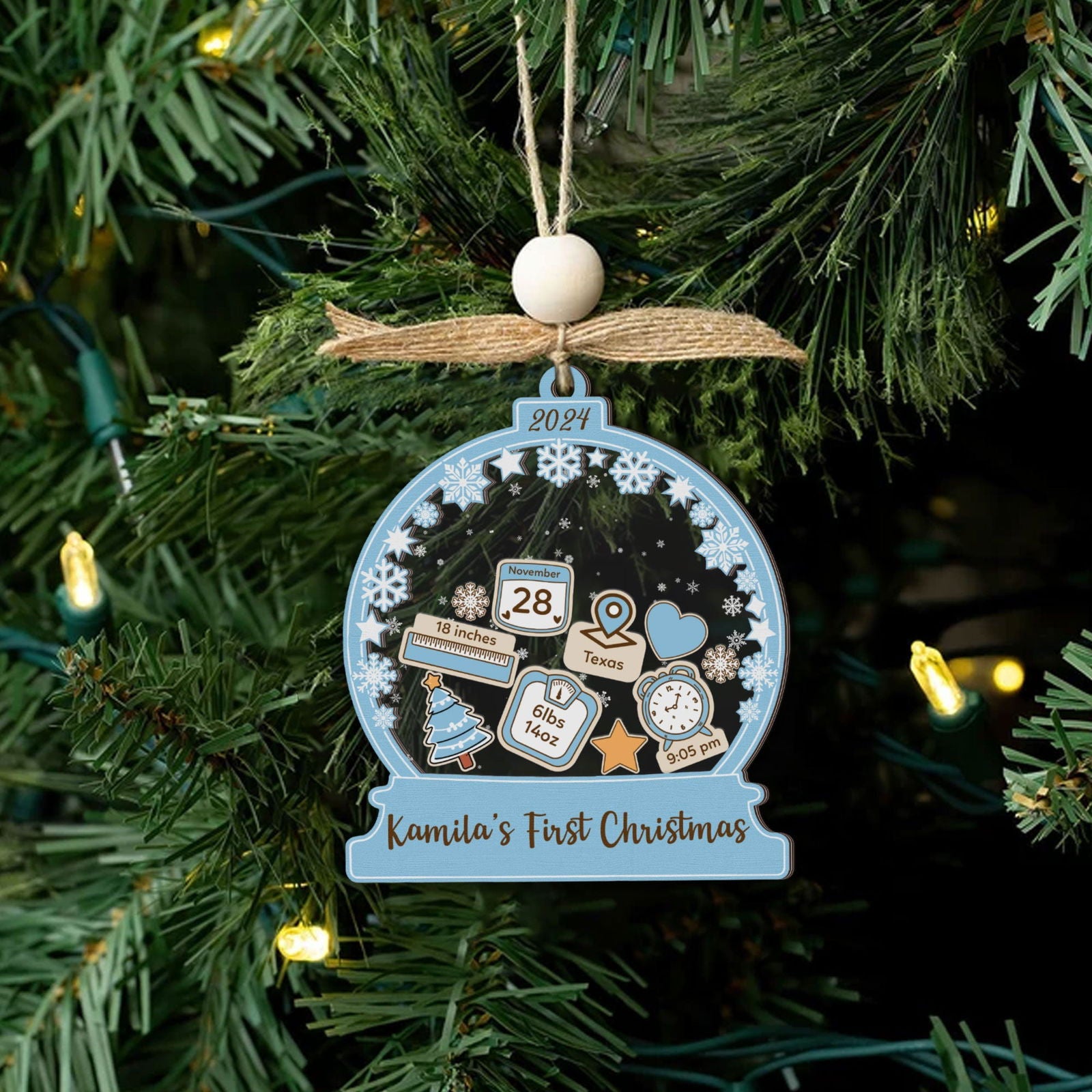 Personalized Babys 1st Christmas Ornament 2024, Shake Babies Ornament CF602 - 19Gifts