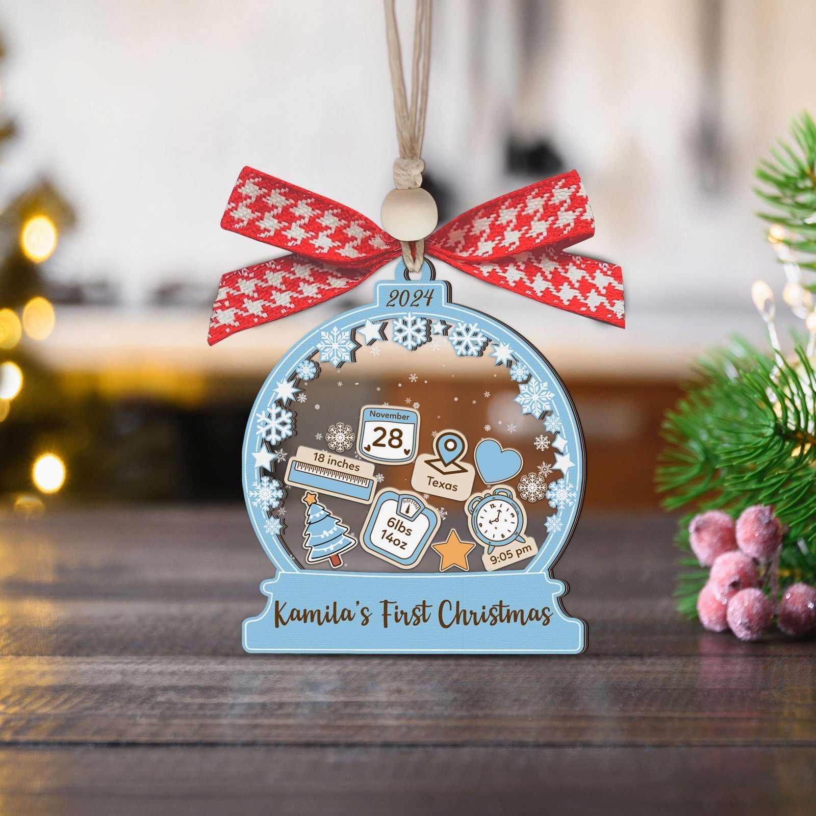 Personalized Babys 1st Christmas Ornament 2024, Shake Babies Ornament CF602 - 19Gifts