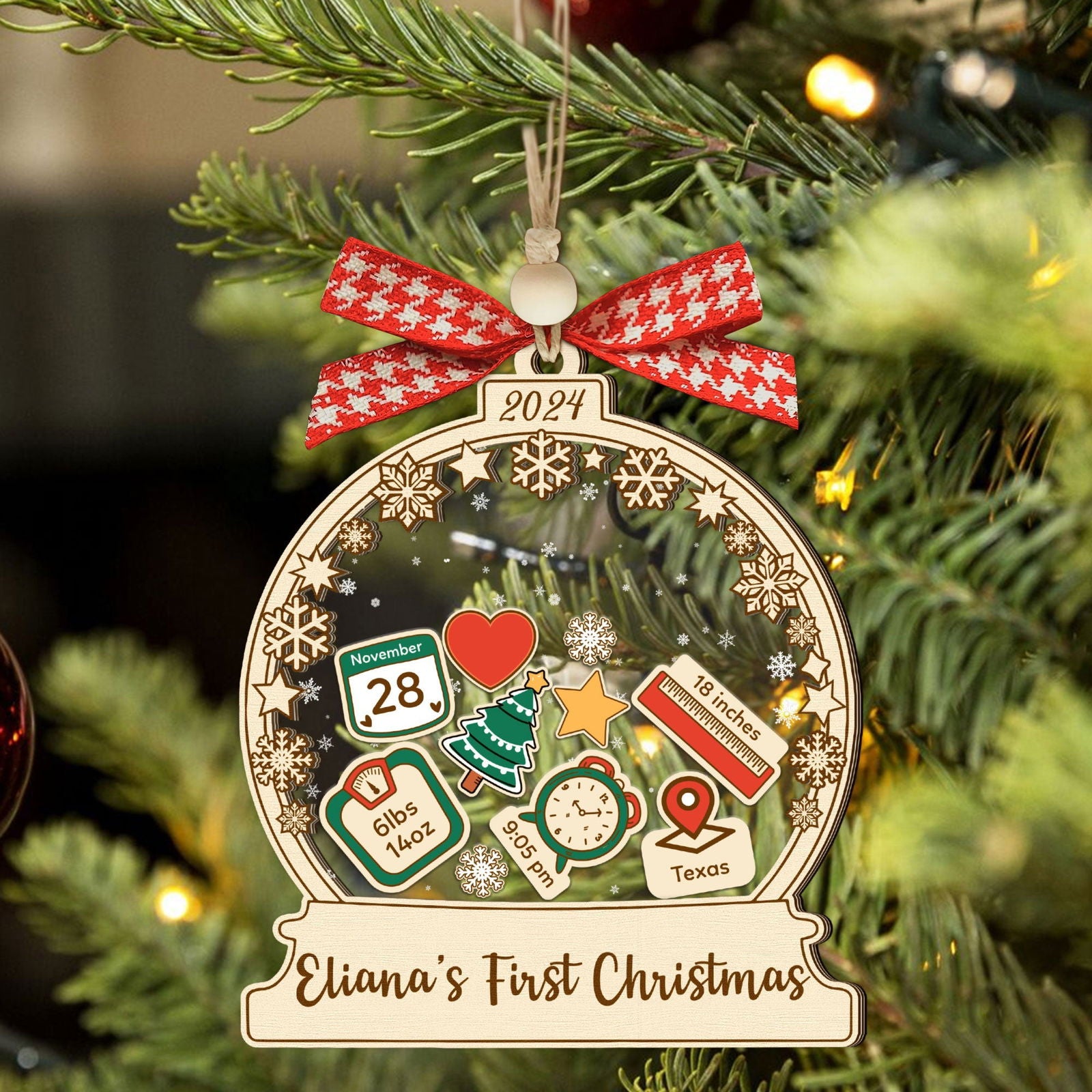Personalized Babys 1st Christmas Ornament 2024, Shake Babies Ornament CF602 - 19Gifts