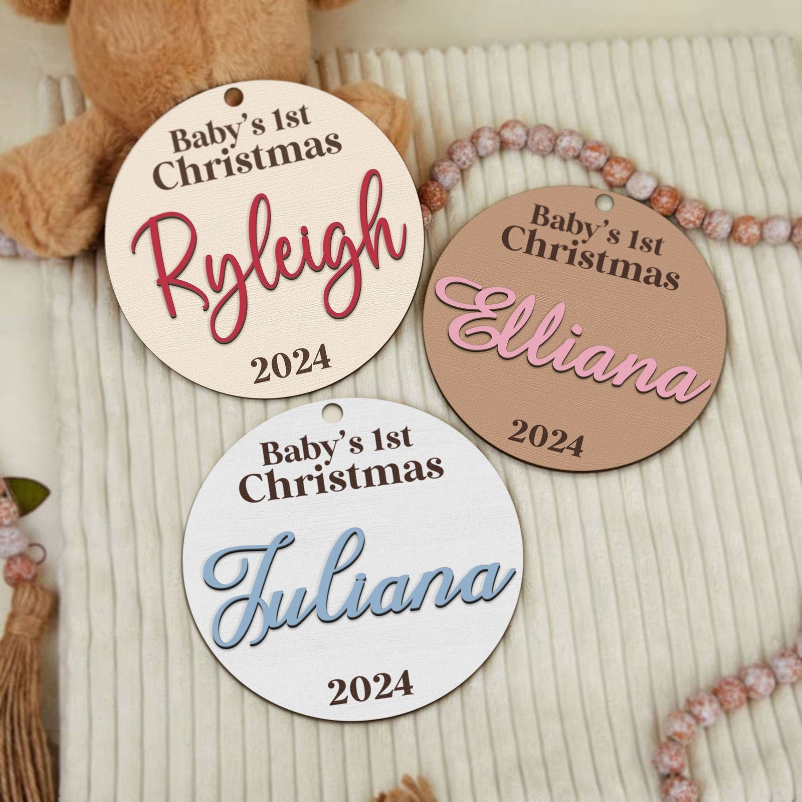 Personalized Babys First Christmas Ornament, Baby Announcement Stats Ornament CF605 - 19Gifts