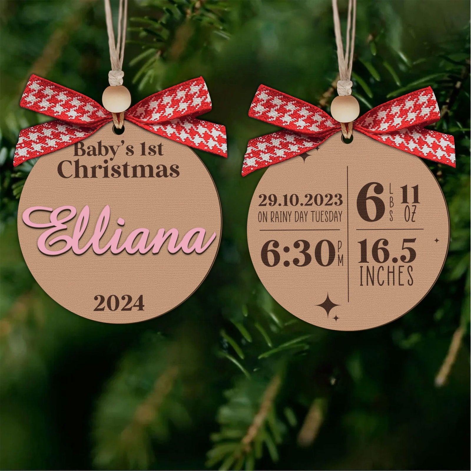 Personalized Babys First Christmas Ornament, Baby Announcement Stats Ornament CF605 - 19Gifts