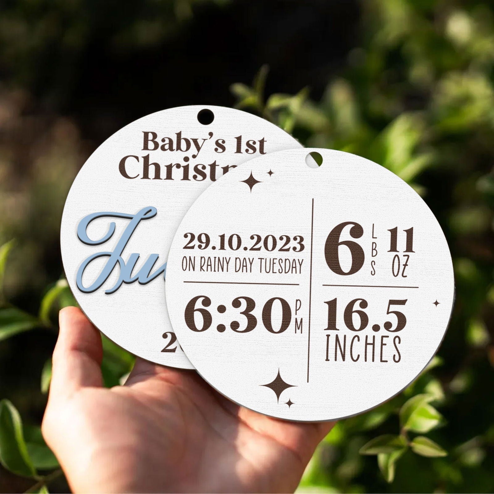 Personalized Babys First Christmas Ornament, Baby Announcement Stats Ornament CF605 - 19Gifts