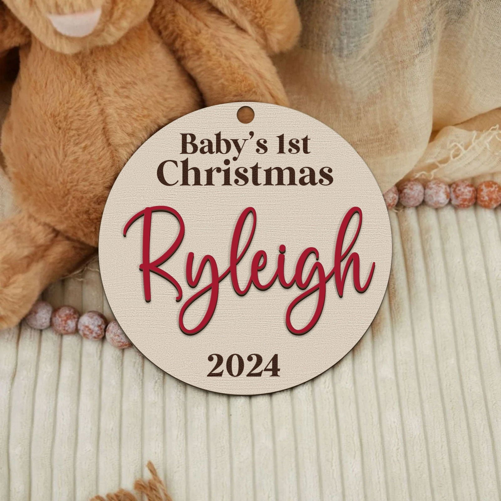 Personalized Babys First Christmas Ornament, Baby Announcement Stats Ornament CF605 - 19Gifts