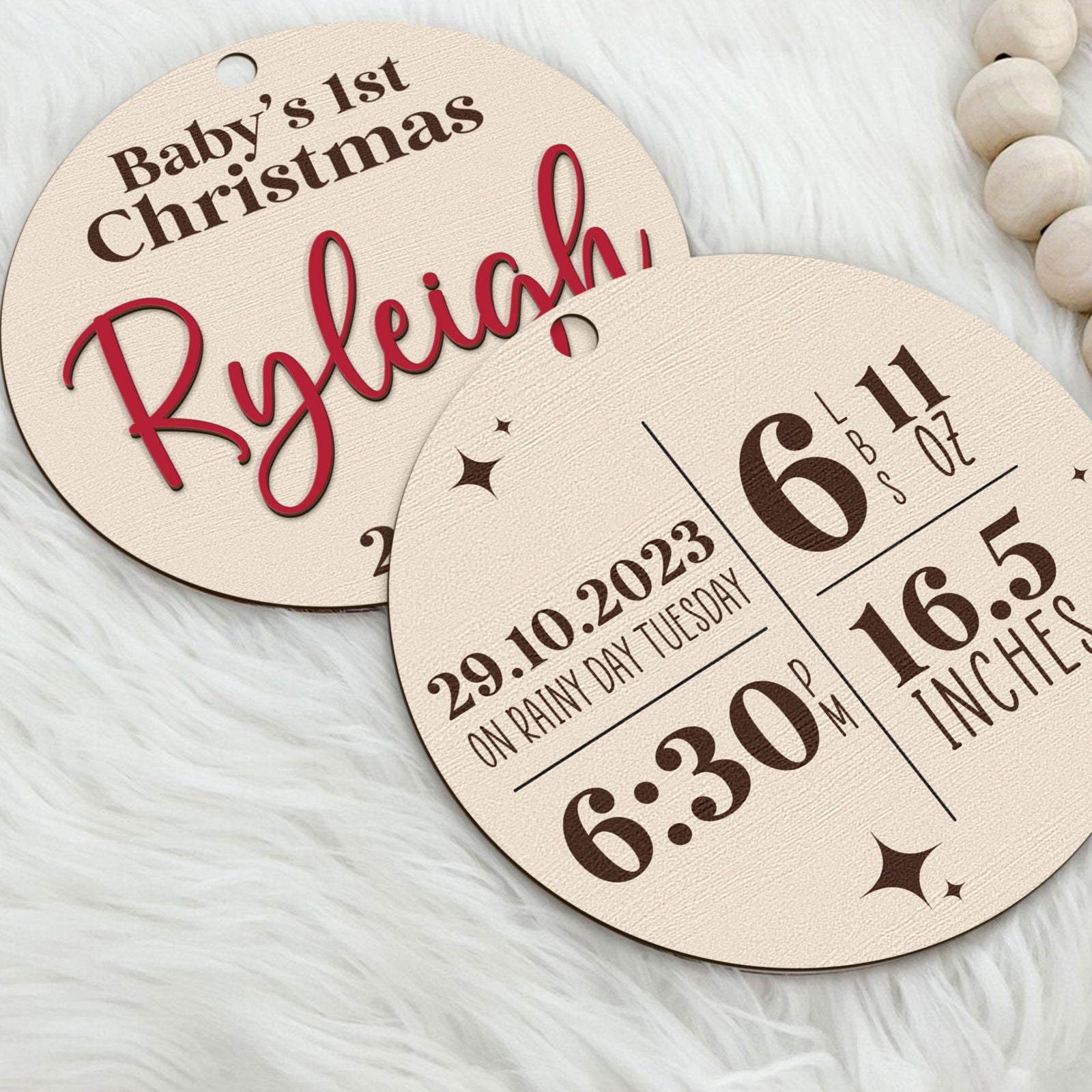 Personalized Babys First Christmas Ornament, Baby Announcement Stats Ornament CF605 - 19Gifts