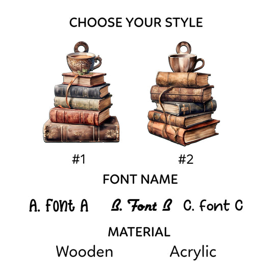 Personalized Book Ornament, Book Stacks Wooden Ornament, Book Lovers Christmas CF103 - 19Gifts