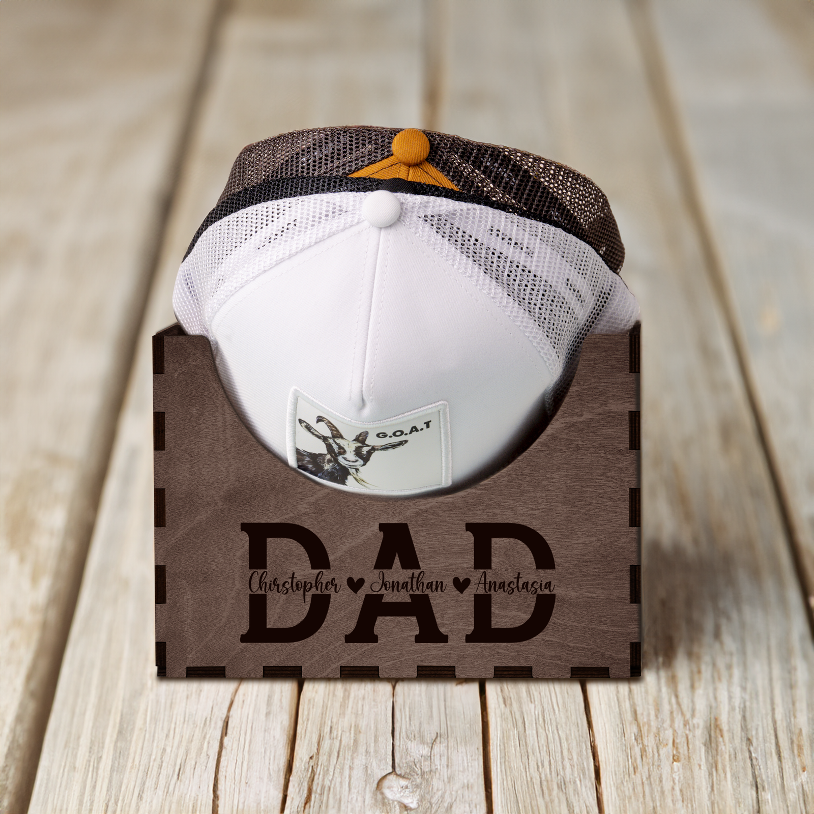 Personalized Cap Holder, Wooden Hat Holder, Gift for Dad, Hat Organizer HH01 - 19Gifts