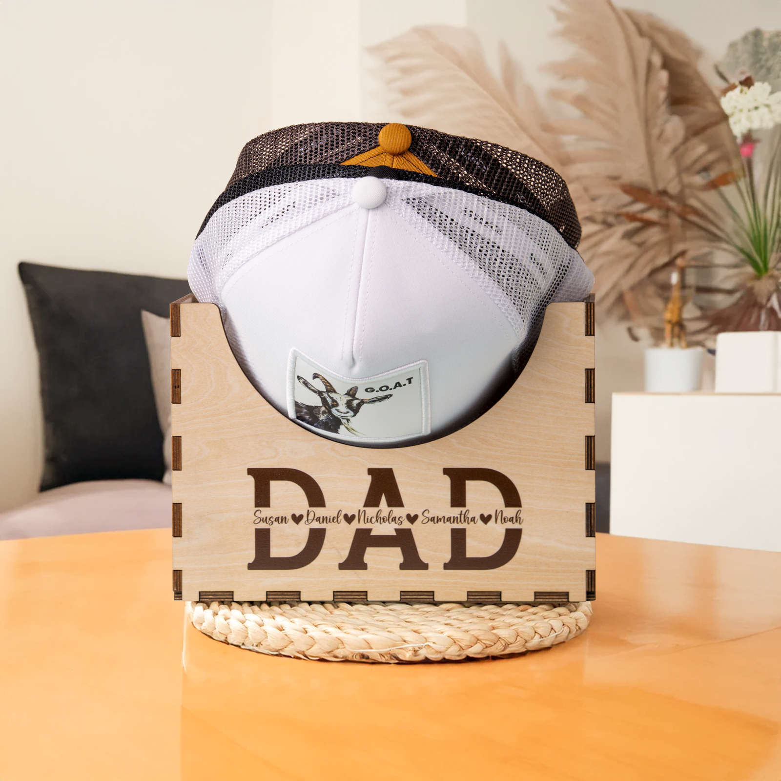 Personalized Cap Holder, Wooden Hat Holder, Gift for Dad, Hat Organizer HH01 - 19Gifts
