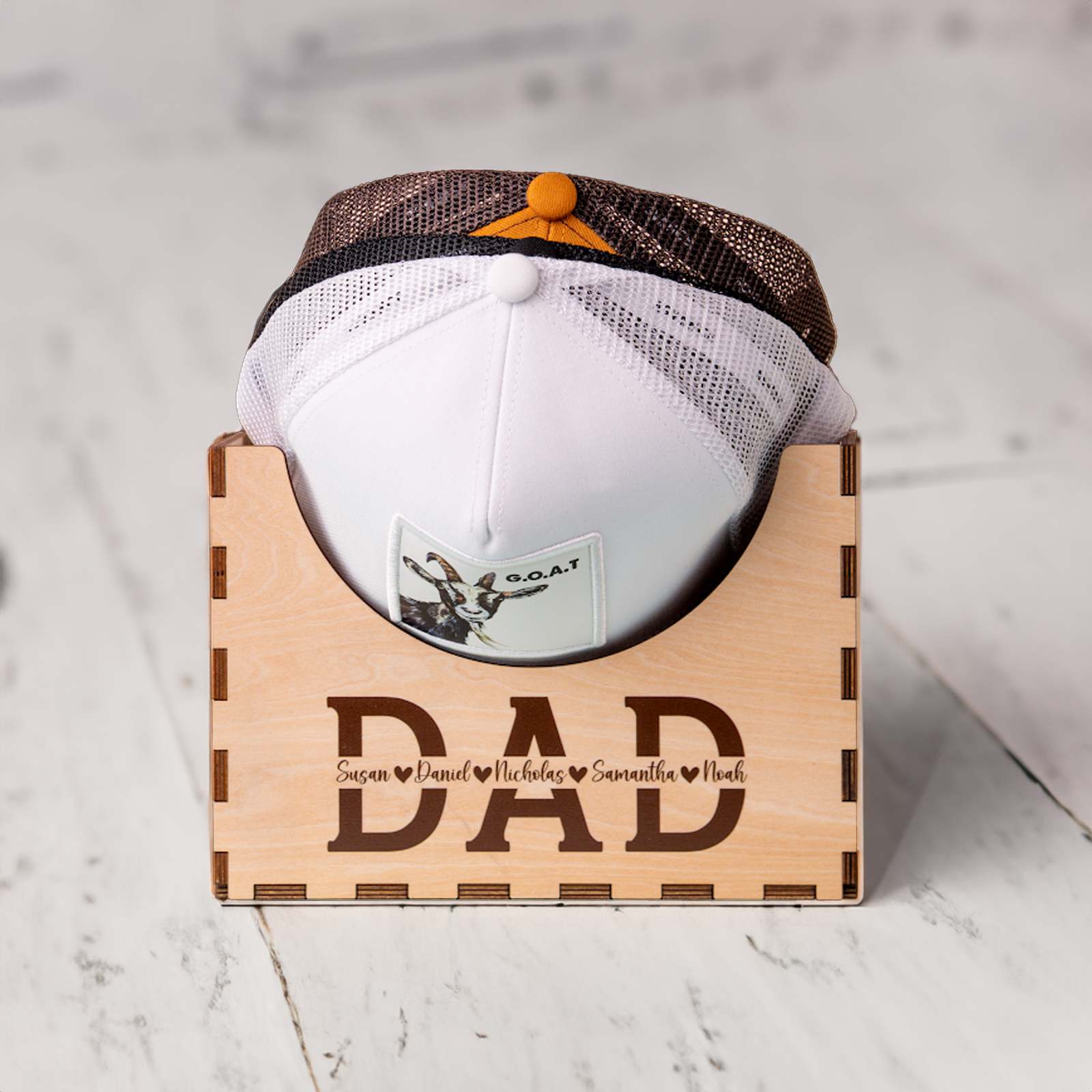 Personalized Cap Holder, Wooden Hat Holder, Gift for Dad, Hat Organizer HH01 - 19Gifts