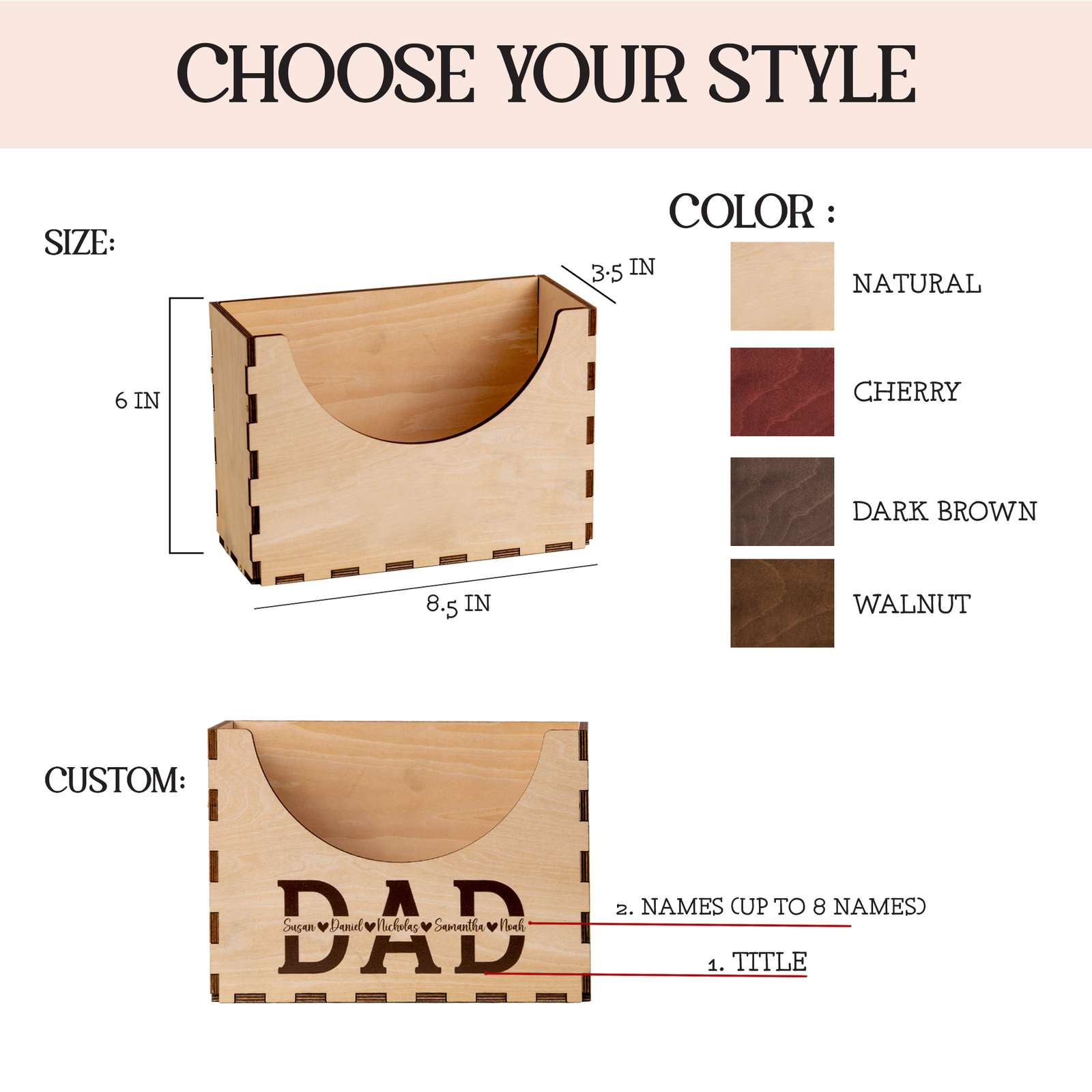 Personalized Cap Holder, Wooden Hat Holder, Gift for Dad, Hat Organizer HH01 - 19Gifts
