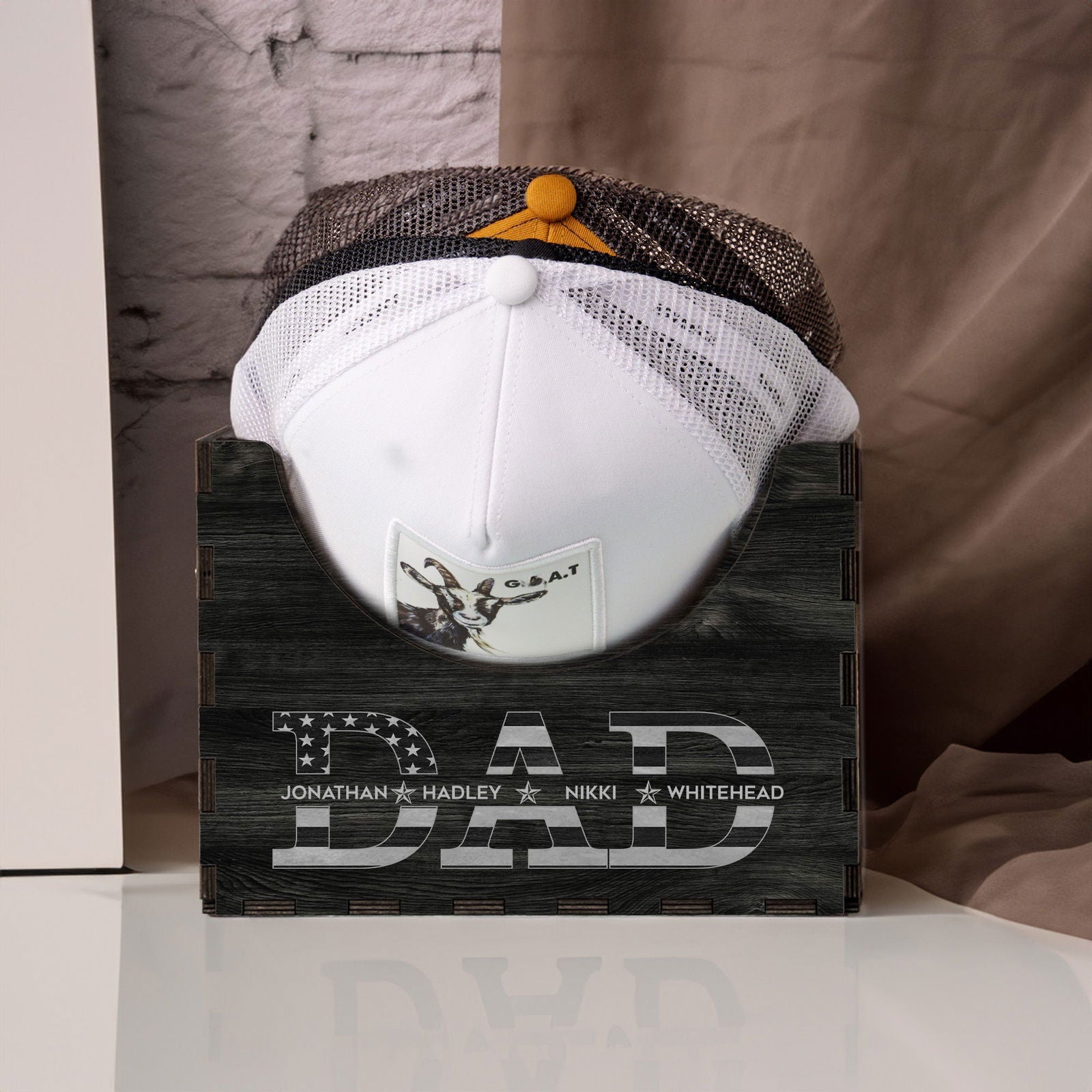Personalized Cap Holder, Wooden Hat Holder, Gift for Dad and Grandpa, Hat Organizer HH03 - 19Gifts