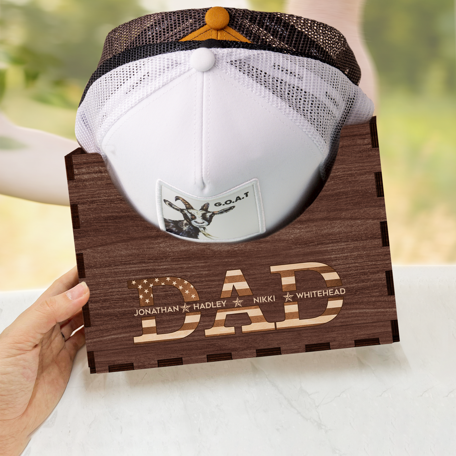Personalized Cap Holder, Wooden Hat Holder, Gift for Dad and Grandpa, Hat Organizer HH03 - 19Gifts