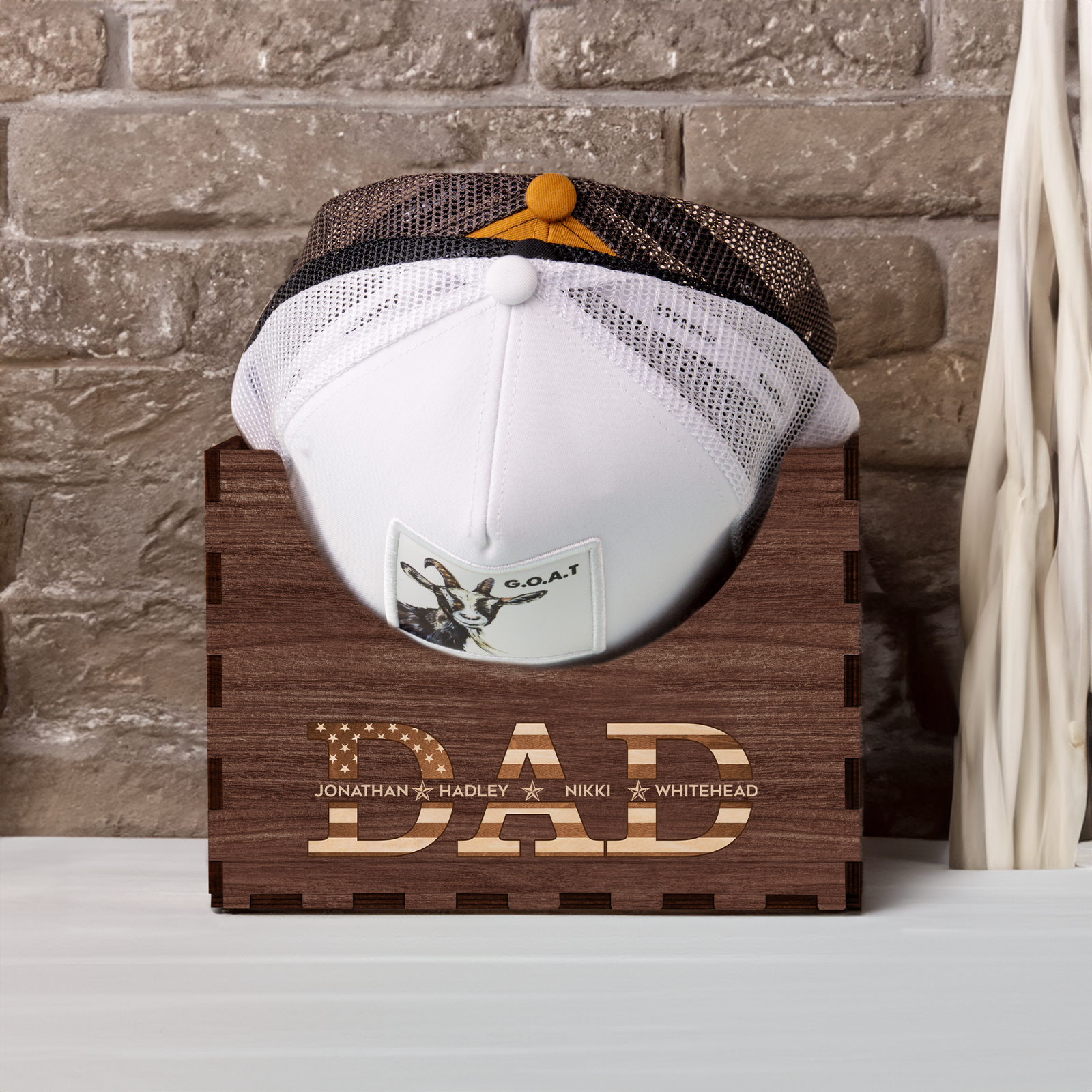 Personalized Cap Holder, Wooden Hat Holder, Gift for Dad and Grandpa, Hat Organizer HH03 - 19Gifts