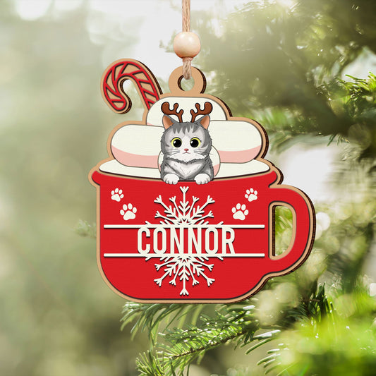Personalized Cat Lover Ornament, Two Layer Christmas Pets Ornament, CF295 - 19Gifts