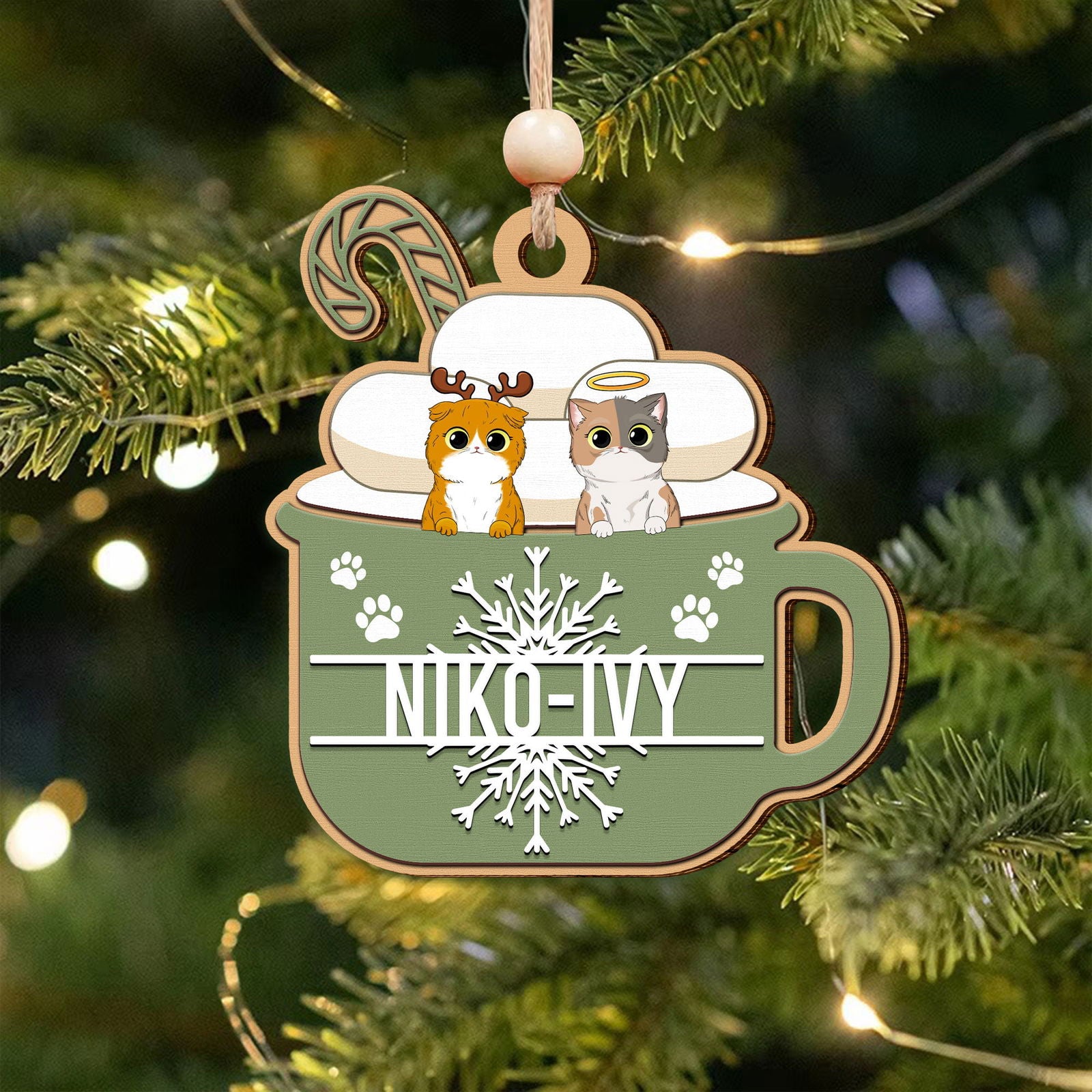 Personalized Cat Lover Ornament, Two Layer Christmas Pets Ornament, CF295 - 19Gifts