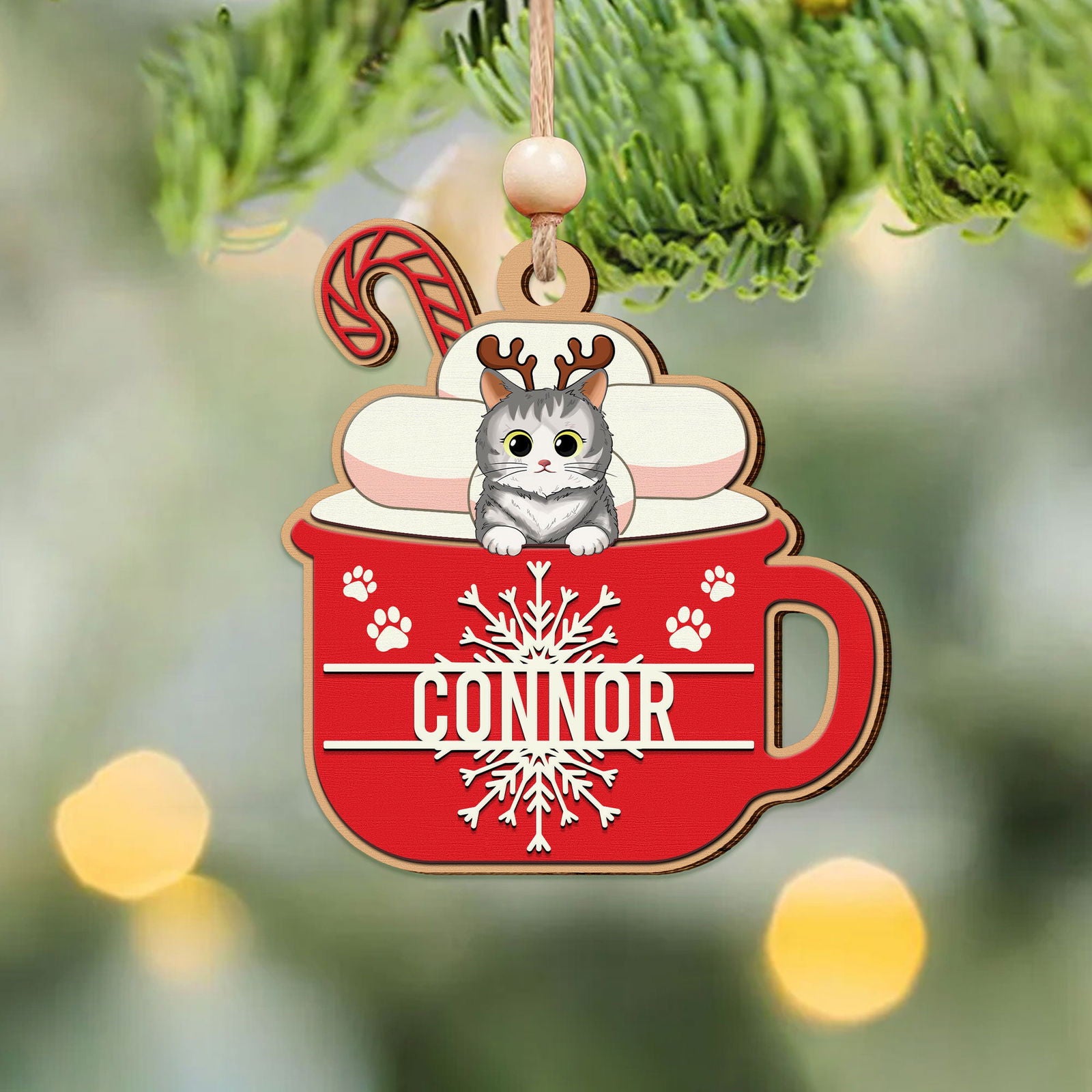 Personalized Cat Lover Ornament, Two Layer Christmas Pets Ornament, CF295 - 19Gifts