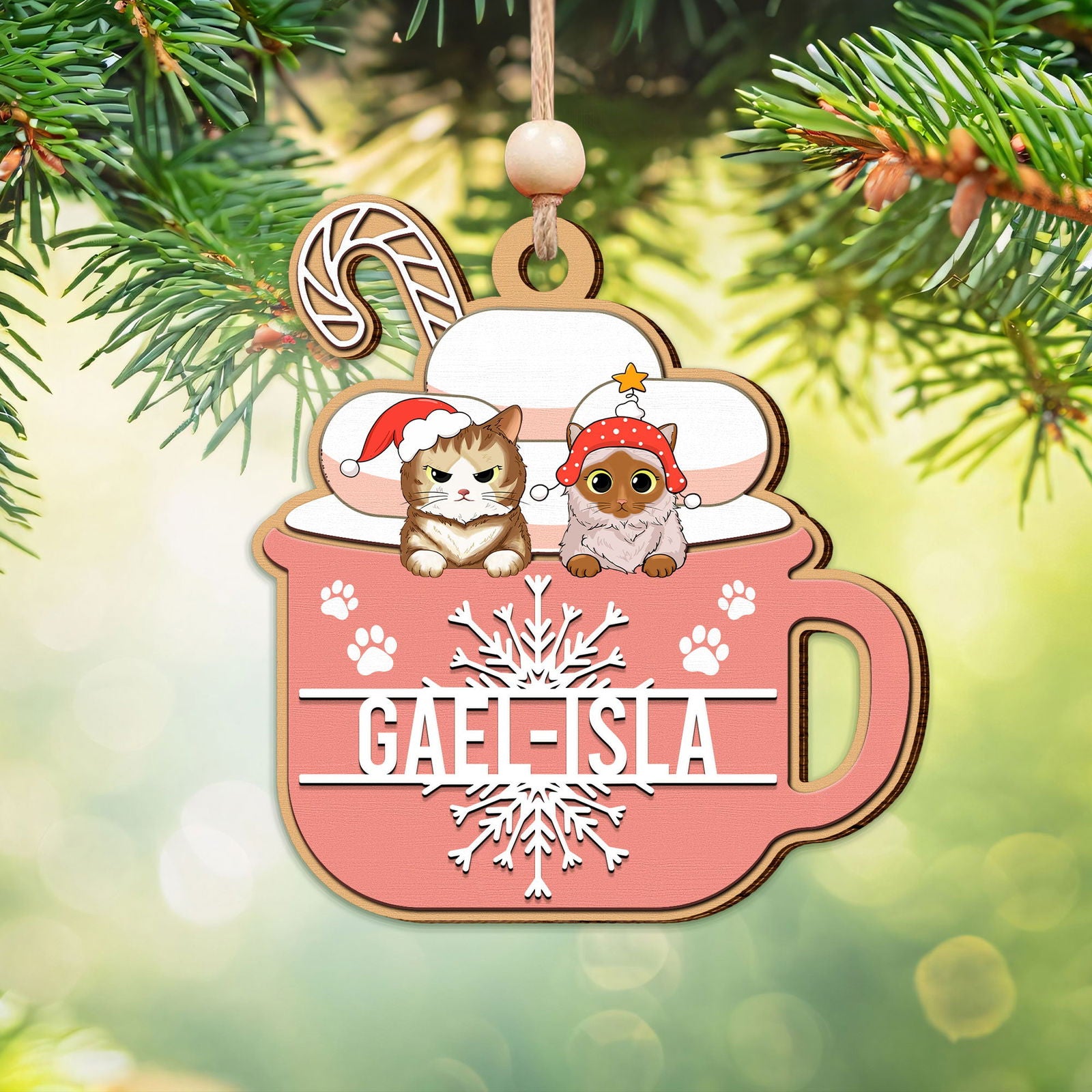 Personalized Cat Lover Ornament, Two Layer Christmas Pets Ornament, CF295 - 19Gifts