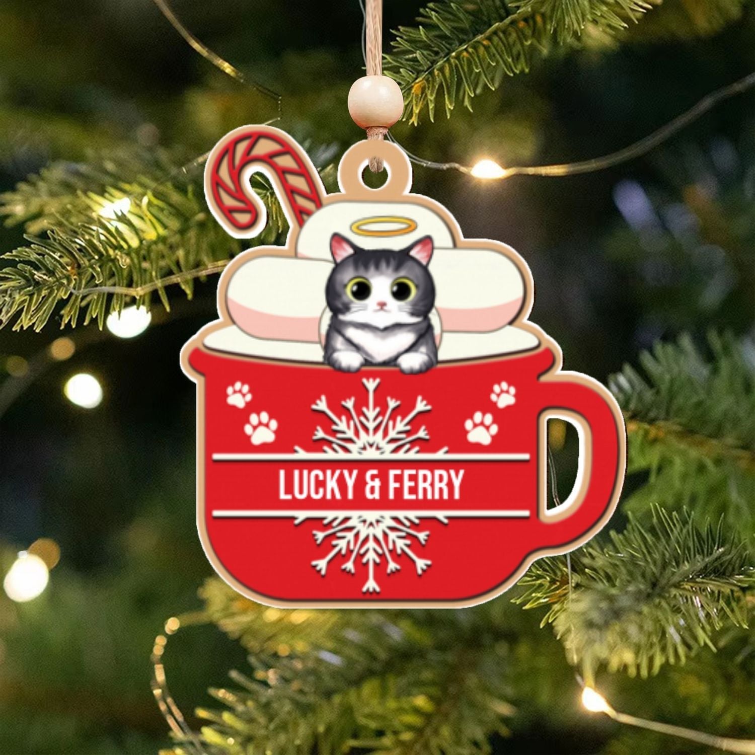 Personalized Cat Lover Ornament, Two Layer Christmas Pets Ornament, CF295 - 19Gifts