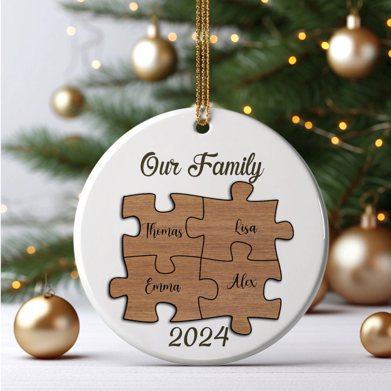 Personalized Ceramic Family Ornament, Puzzle Ornament, Pieces of our Family CX02-30 - 19Gifts