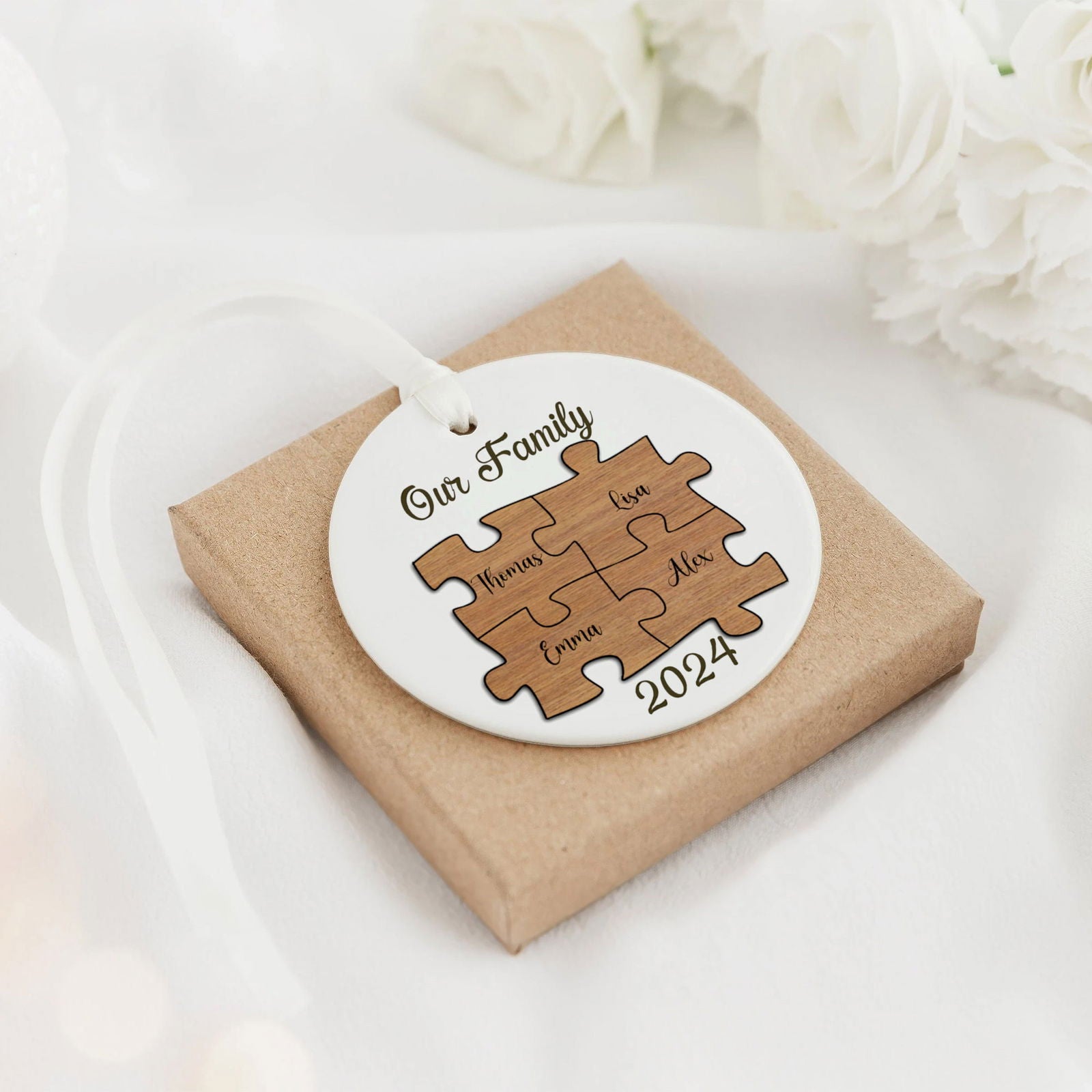Personalized Ceramic Family Ornament, Puzzle Ornament, Pieces of our Family CX02-30 - 19Gifts